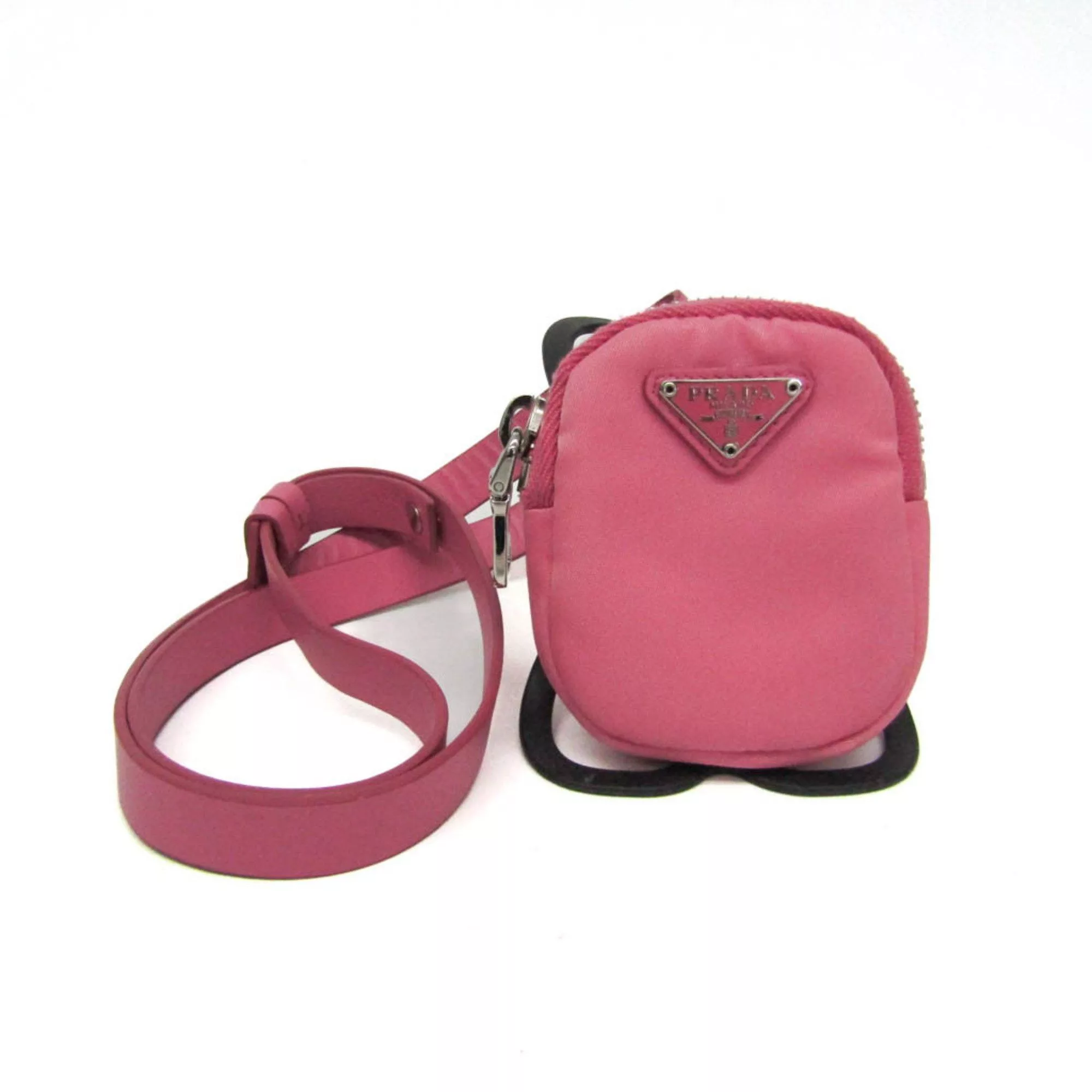 Prada Other Prada 20SS Mini With Strap 1ZT001 Women's Nylon,Rubber Pouch Black,Pink