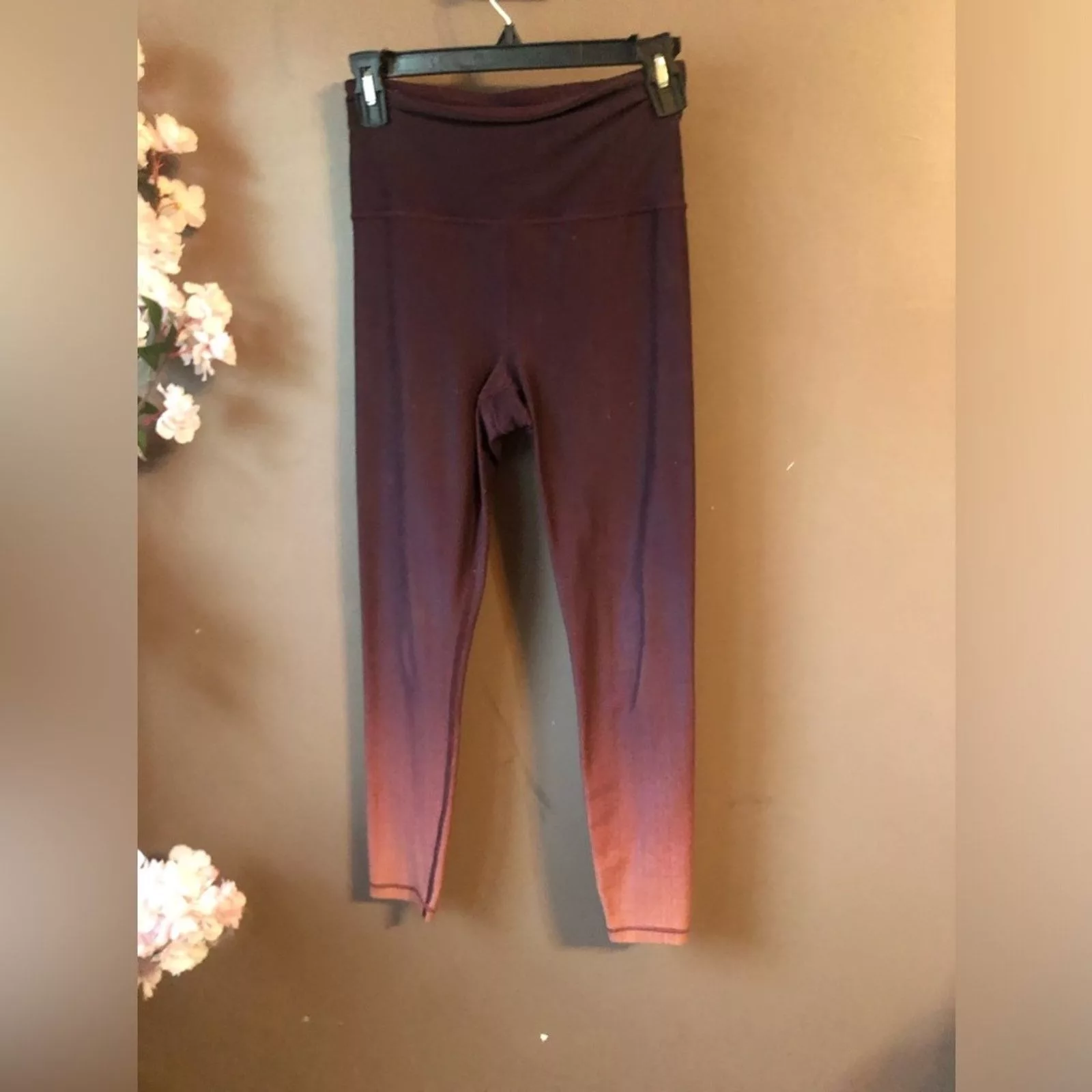 Athleta leggings burgundy top lighter bottom Brown