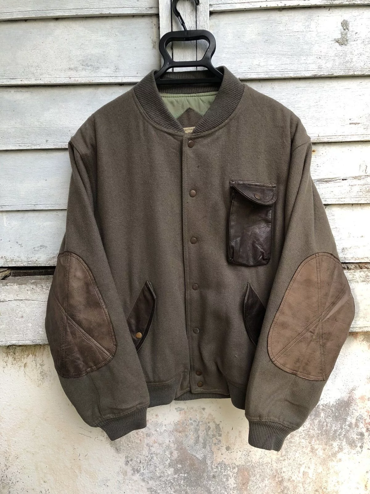 Other Bombers Other Vintage Miller Leather Trim Wool Campus Varsity Jacket Green