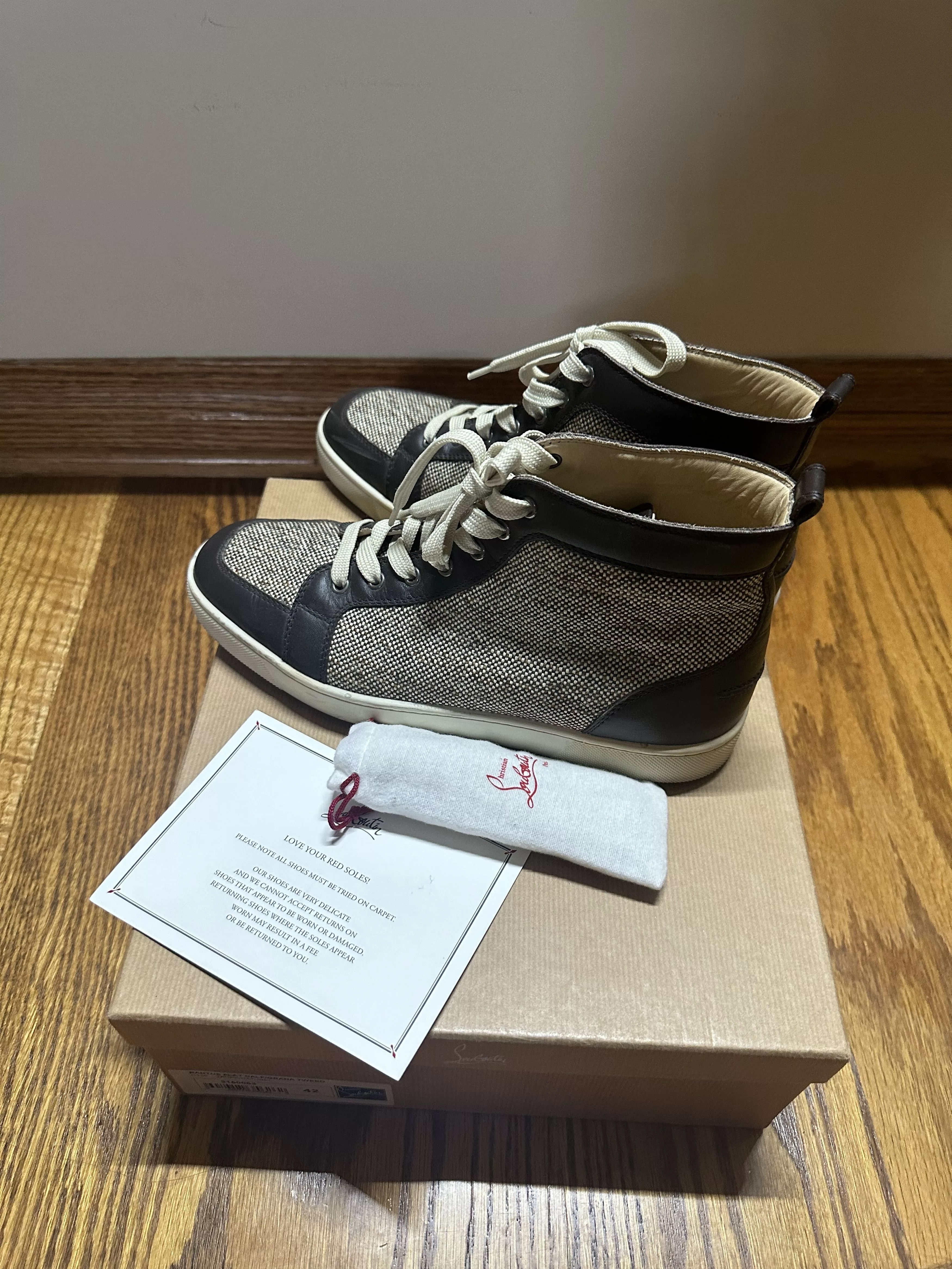 Christian Louboutin Hi Top Sneakers Christian Louboutin Rantus Flat Calf Brown