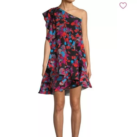 Givenchy Mini Dresses GIVENCHY One Shoulder Floral Dress, 100% Silk Multi