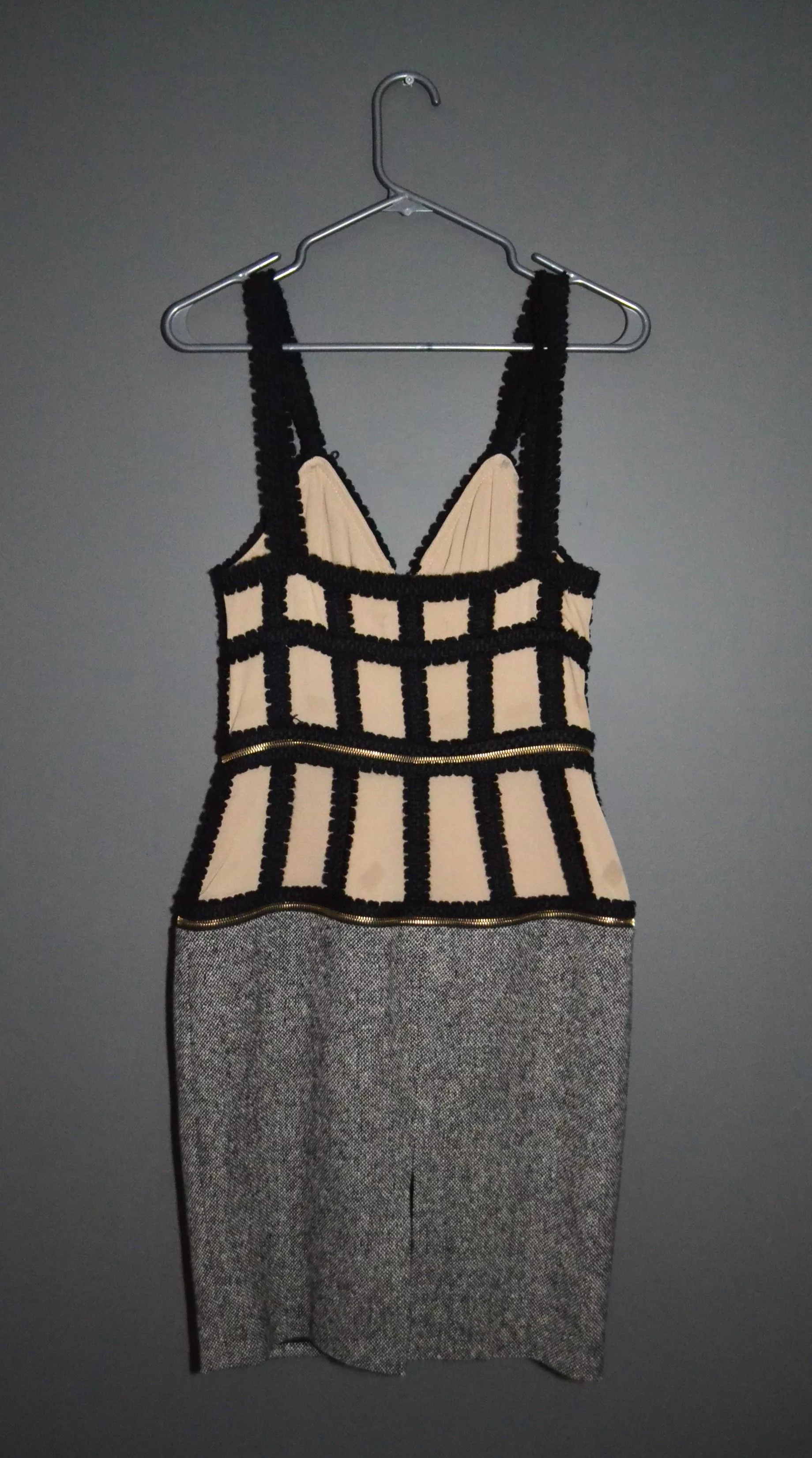 Alexander McQueen Midi Dresses Alexander McQueen 2003 Lock Key Transformable Silk Dress 42 Beige
