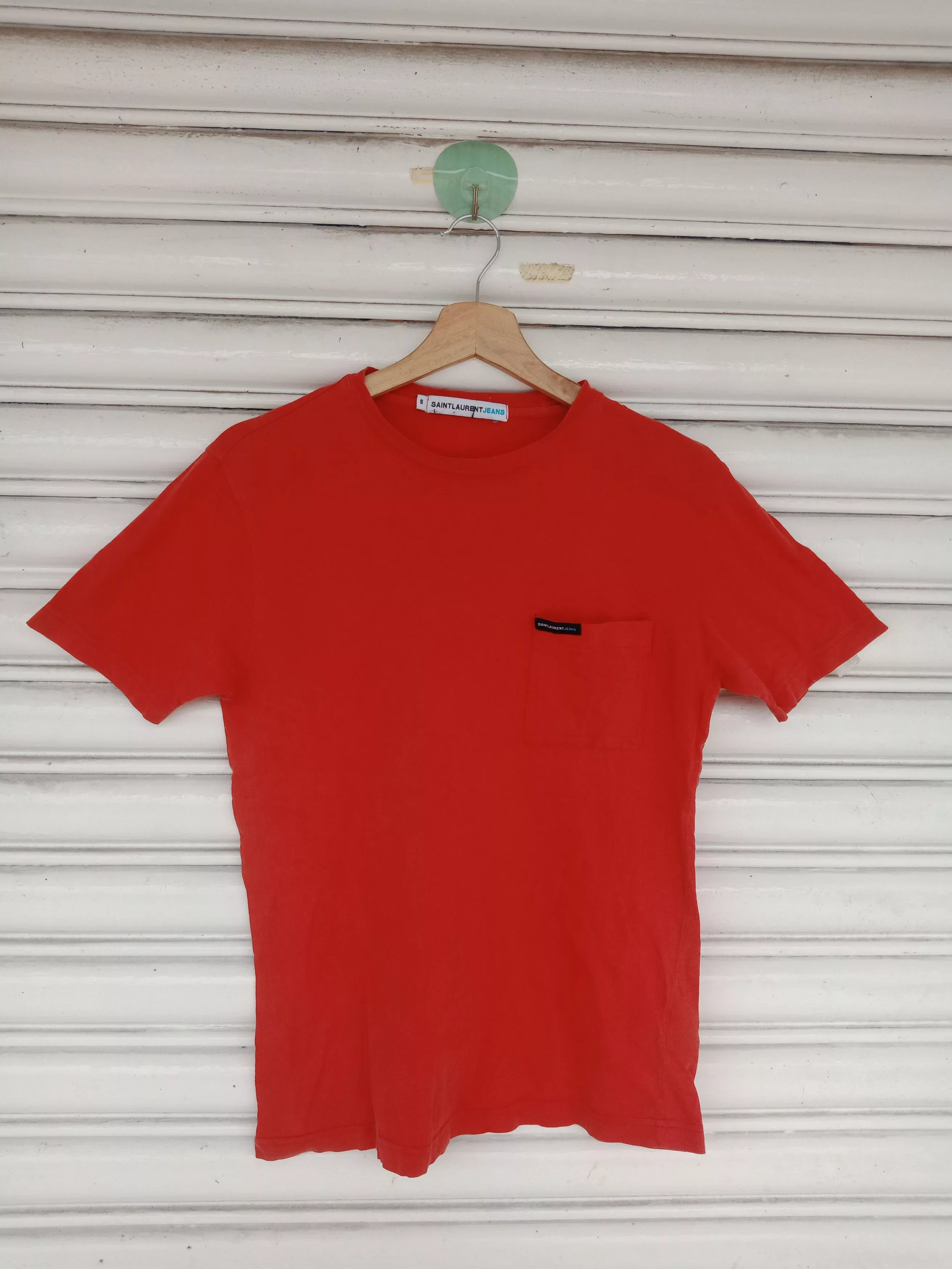 Saint Laurent Paris Short Sleeve T Shirts Saint Laurent Paris Pocket Tee Red