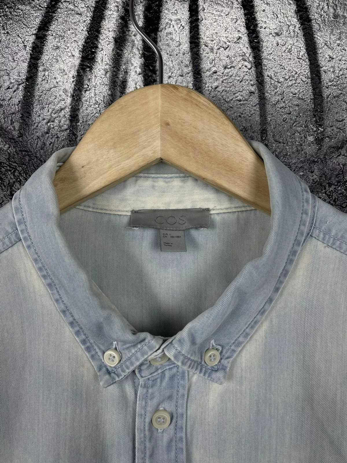 Cos Shirts Button Ups Cos × Designer COS Washed Blue Designed Shirt Button Up Men’s Size L Streetwear