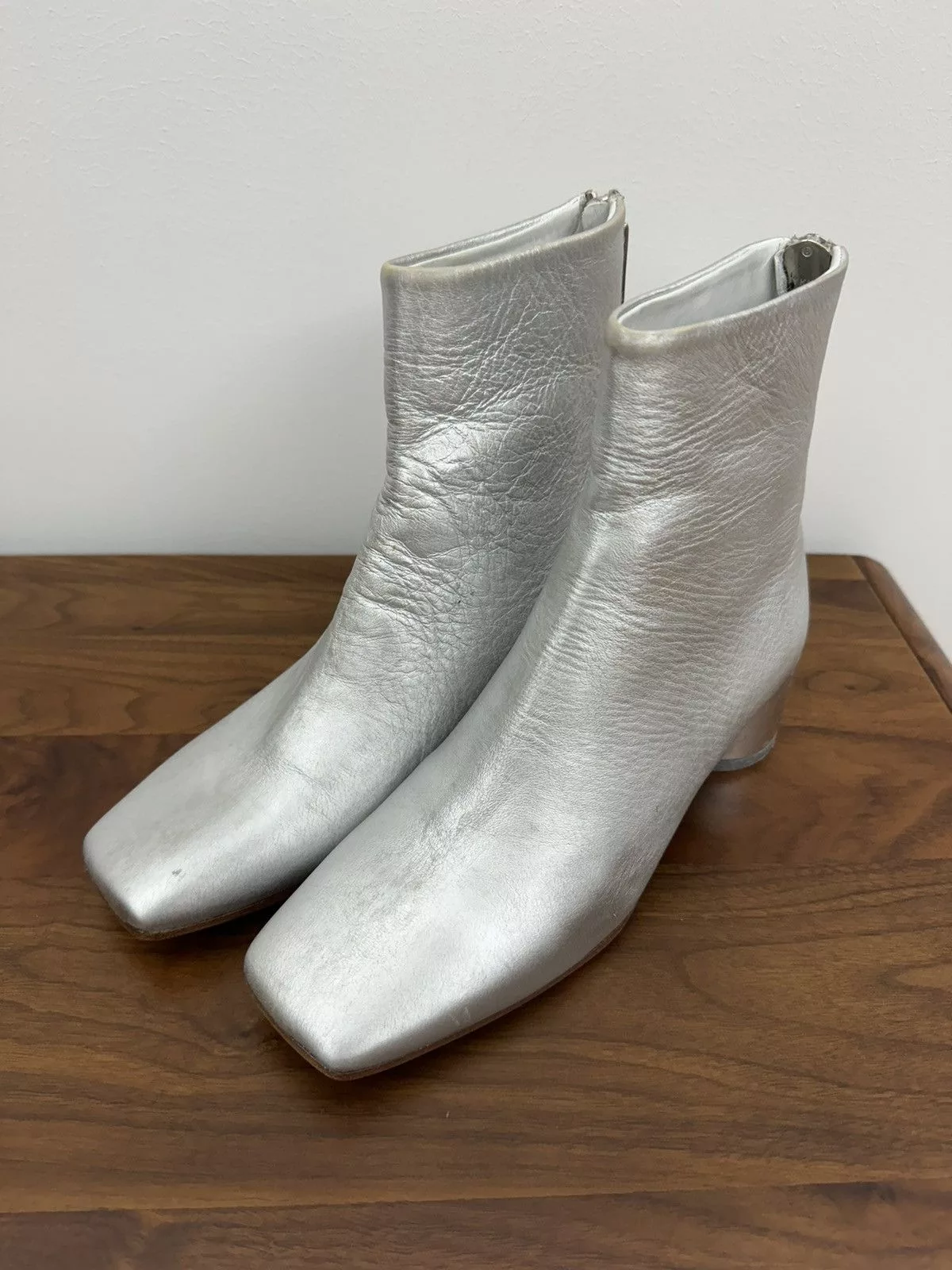 Maison Margiela Boots Maison Margiela MM6 Sliver Square Toe boots Heels Silver