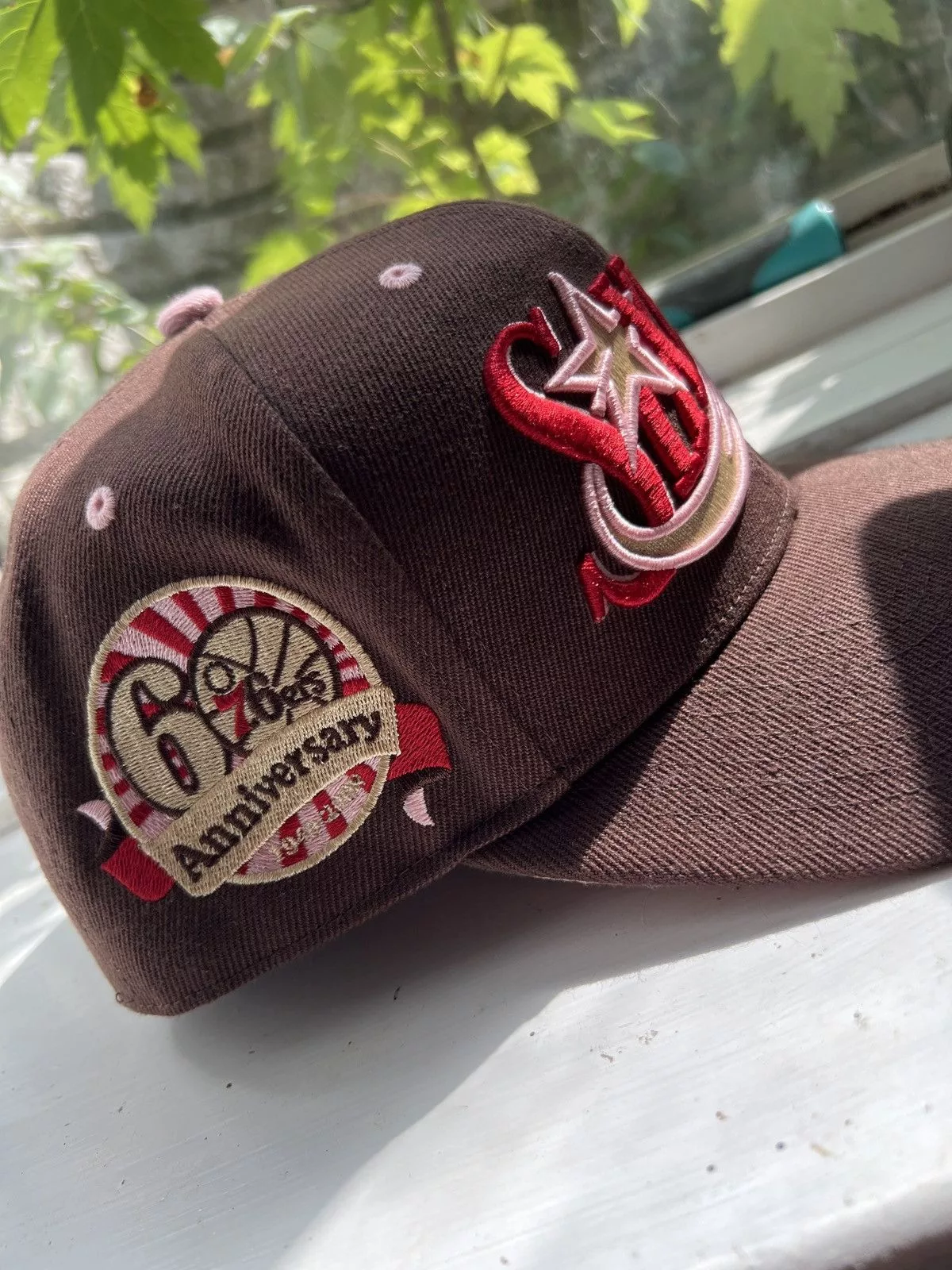 Mitchell & Ness Hats Mitchell & Ness 76ers Fitted Hat, (7-3/8) size Brown