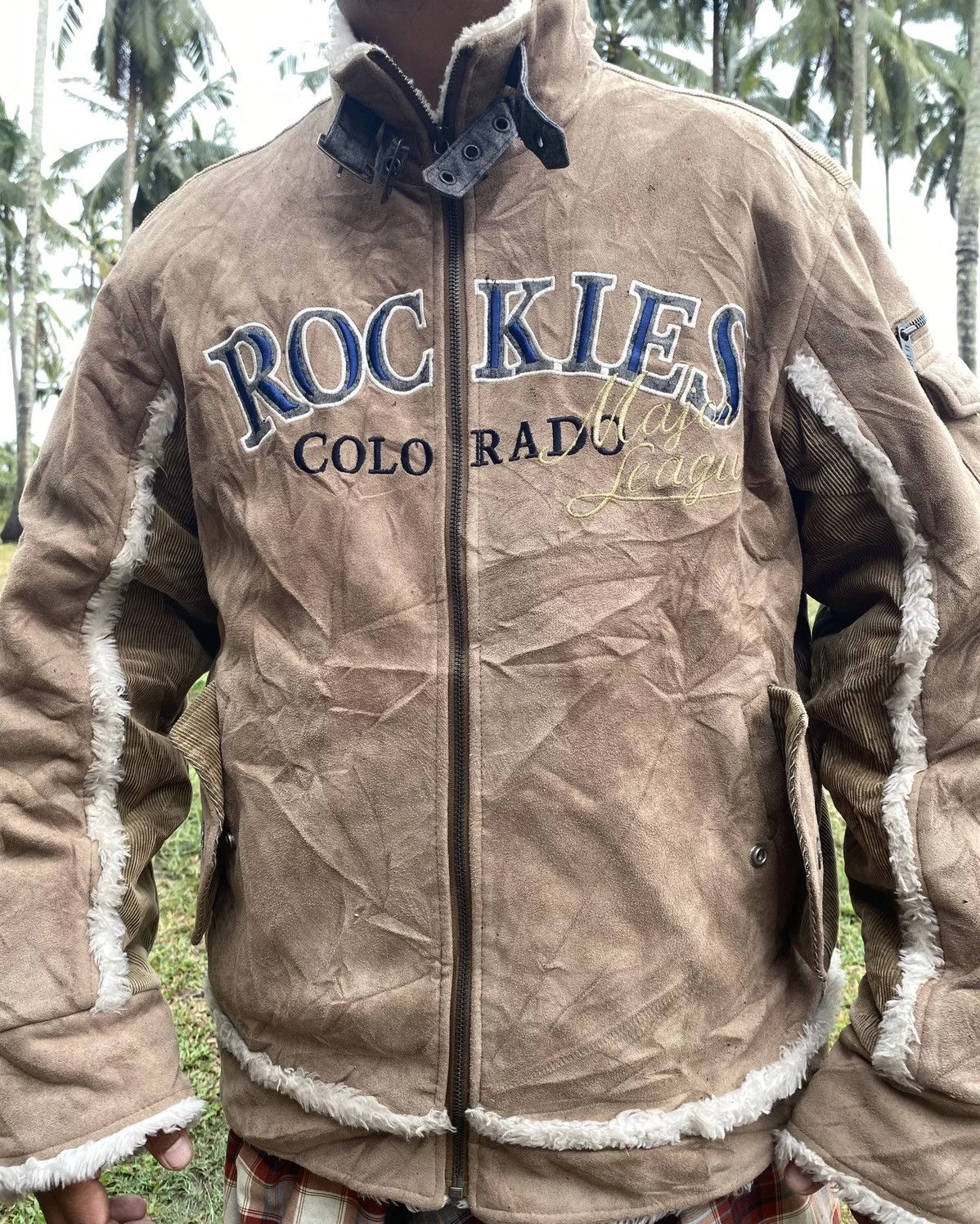 MLB Bombers Vintage y2k mlb rockies style avirex b-3 sherpa jacket Brown