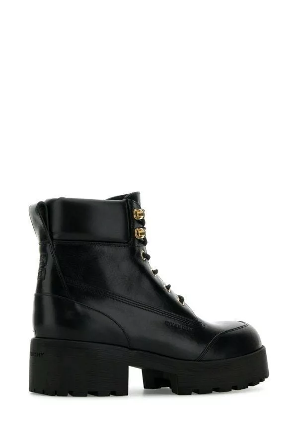 Givenchy Boots Givenchy Black Leather Trekker Ankle Boots Multi
