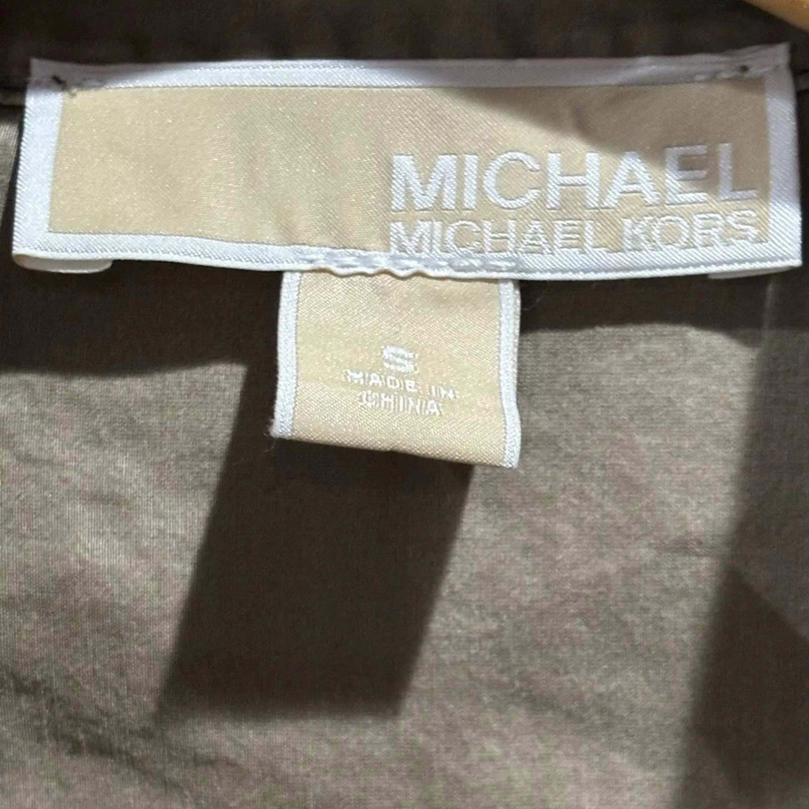 Michael Kors Short Sleeve T Shirts MICHAEL KORS Olive Green Button-Up Utility Blouse Sz S