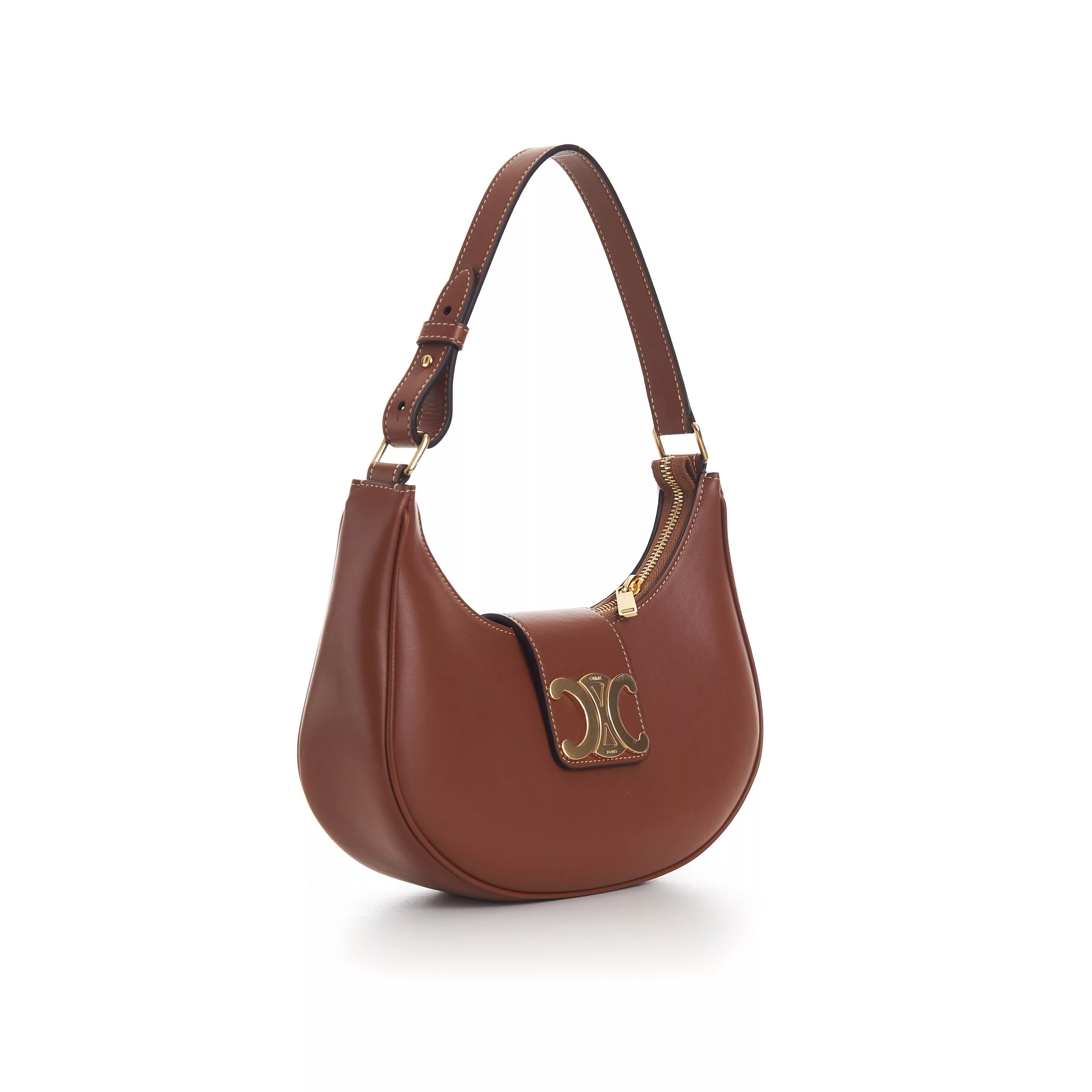 Celine Shoulder Bags Celine Medium AVA Triomphe Bag - Tan Brown Smooth Calfskin Luxury