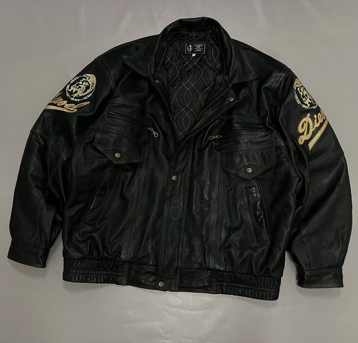 Diesel Leather Jackets Diesel × Japanese Brand × Vintage Rare Vintage Diesel New World Basic Leather Jacket 90’s Black