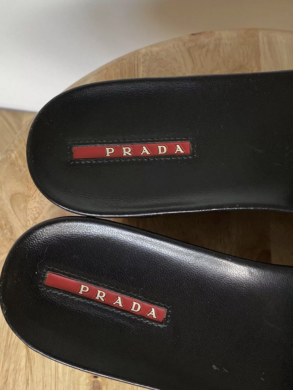Prada Sandals Prada × Vintage Prada Leather Sandals Flip Flops on Wedges Black Luxury