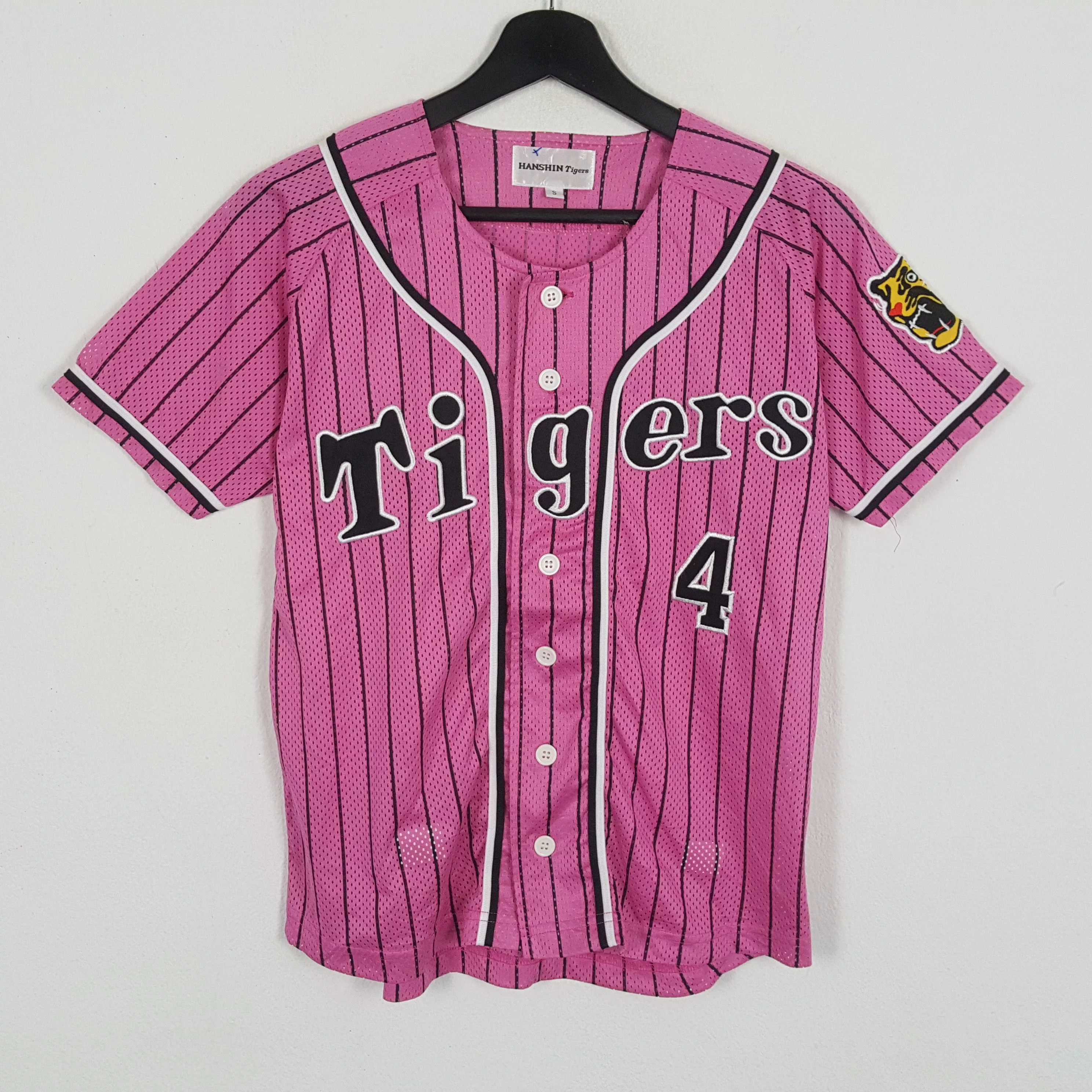 MLB Jerseys MLB × Vintage HANSHIN TIGERS Jersey Japanese Baseball Team Pink Sportswear