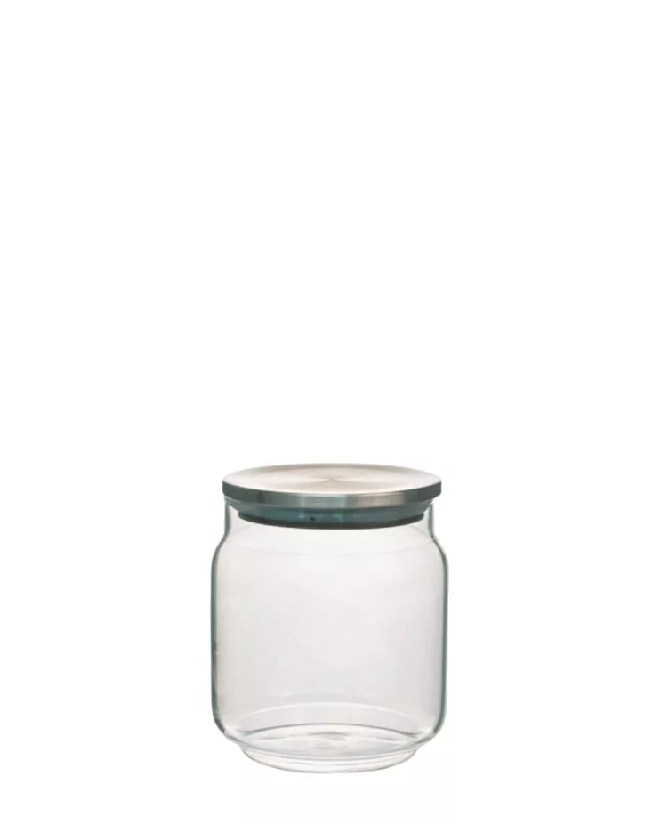 Glass Beveled Canister Silver Lid 25oz.