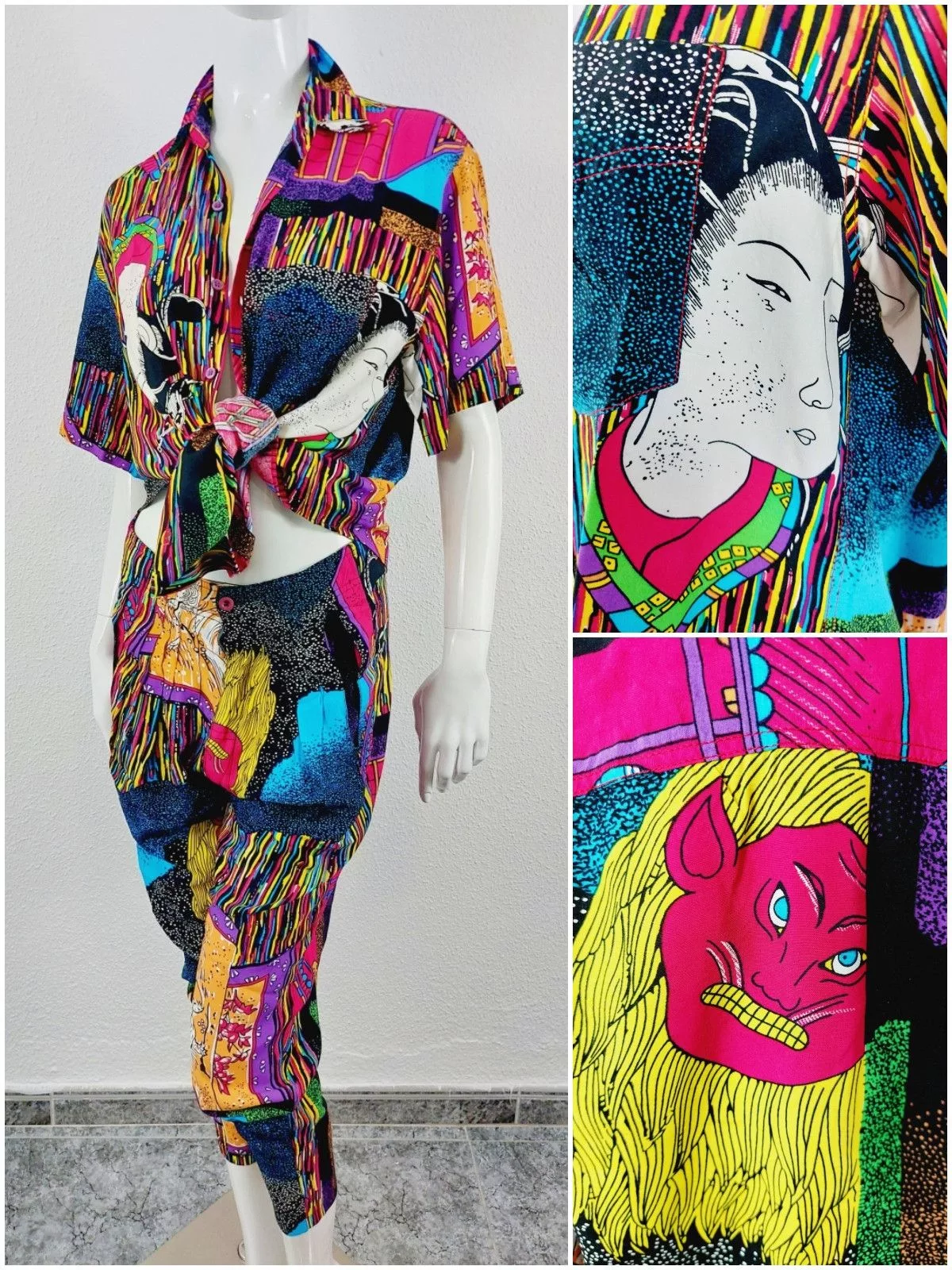 Marithe + Francois Girbaud Maxi Dresses Marithe + Francois Girbaud Dragon Tiger Boho Shirt Pants Set Multi