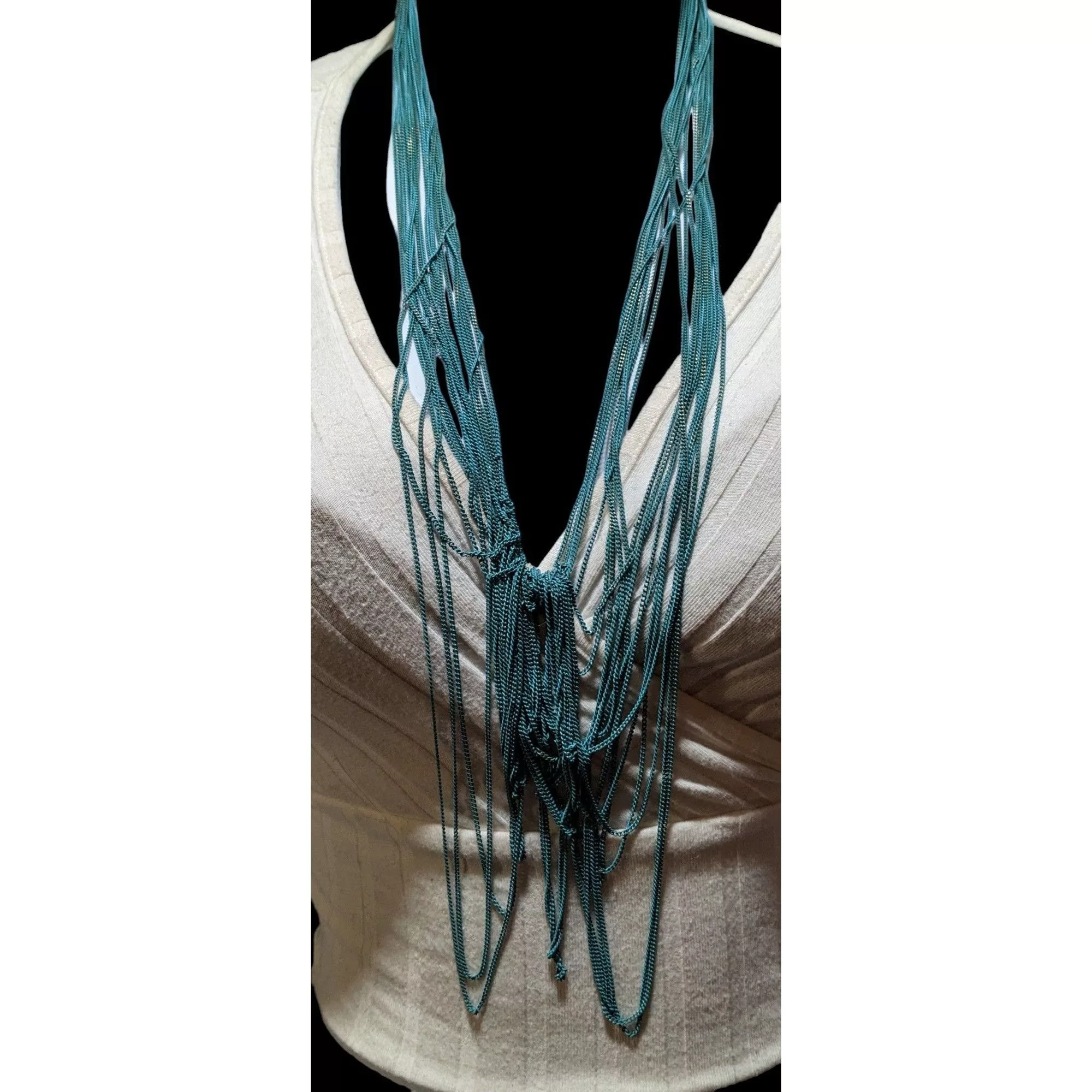 Other Necklaces Other Abstract Blue Multilayer Chain Necklace