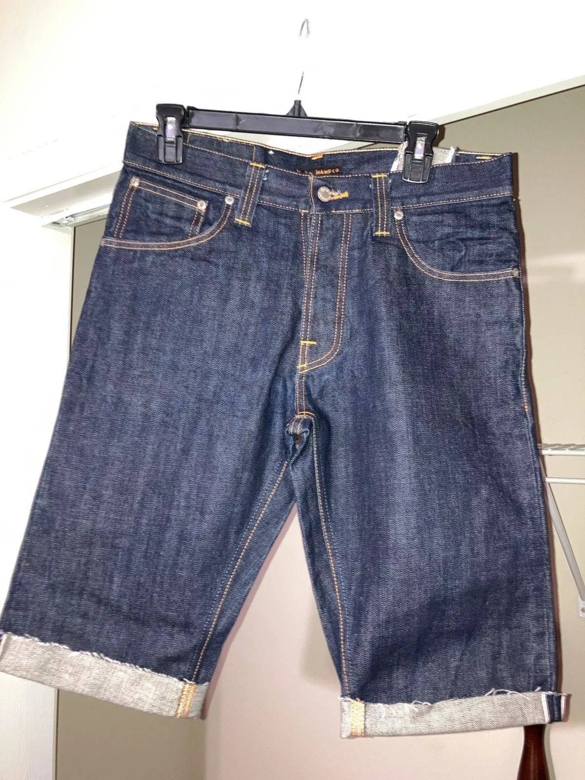 Nudie Jeans Denim Nudie Jeans NUDIE DRY REGULAR ALF SELVEDGE SHORTS MADE IN ITALY Blue