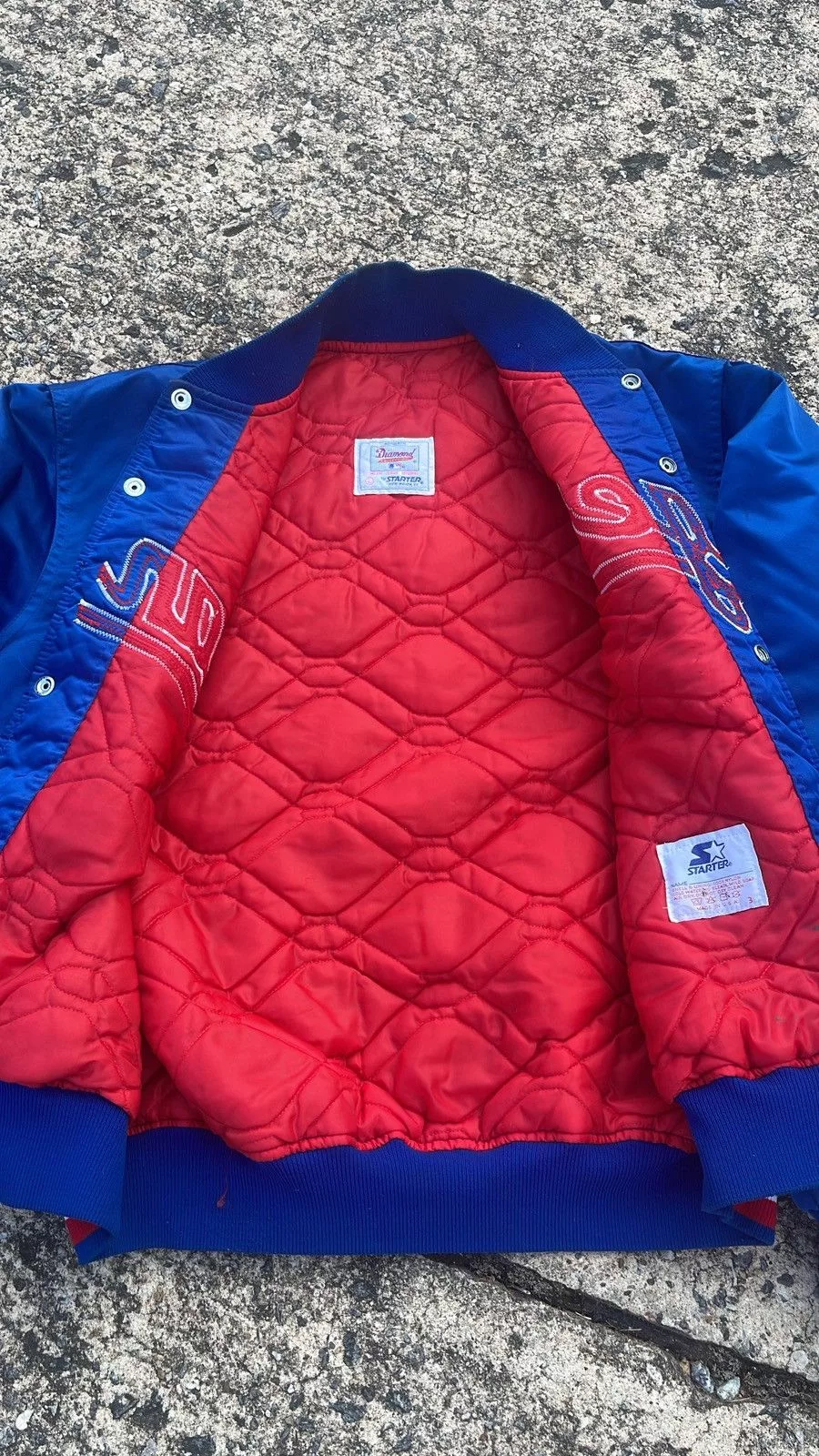 Starter Bombers 90’s Texas Rangers Starter Satin Jacket Blue