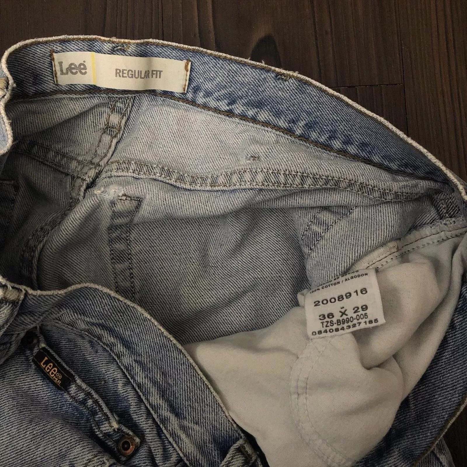 Men’s Distressed Lee Denim Jeans | 36x29 Blue