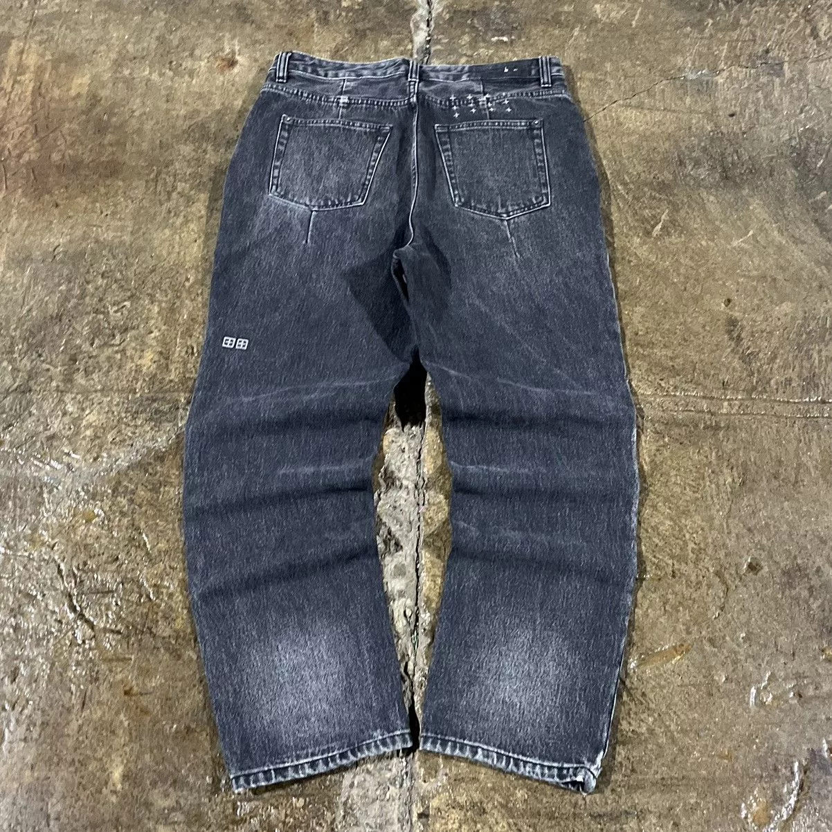 Ksubi Denim Crazy Ksubi Cross Embroidered Punk Goth Opium Hip-Hop Jeans Black Streetwear