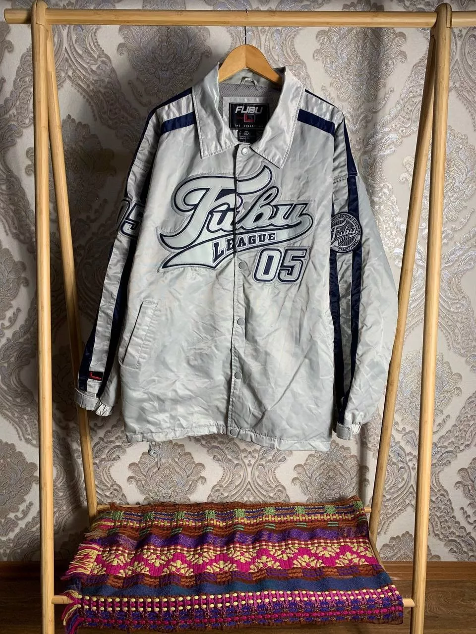 Fubu Bombers Fubu × Vintage VERY RARE FUBU LEAGUE LIGHT JACKET SKATE Y2K JAPAN STYLE 90s Silver Streetwear