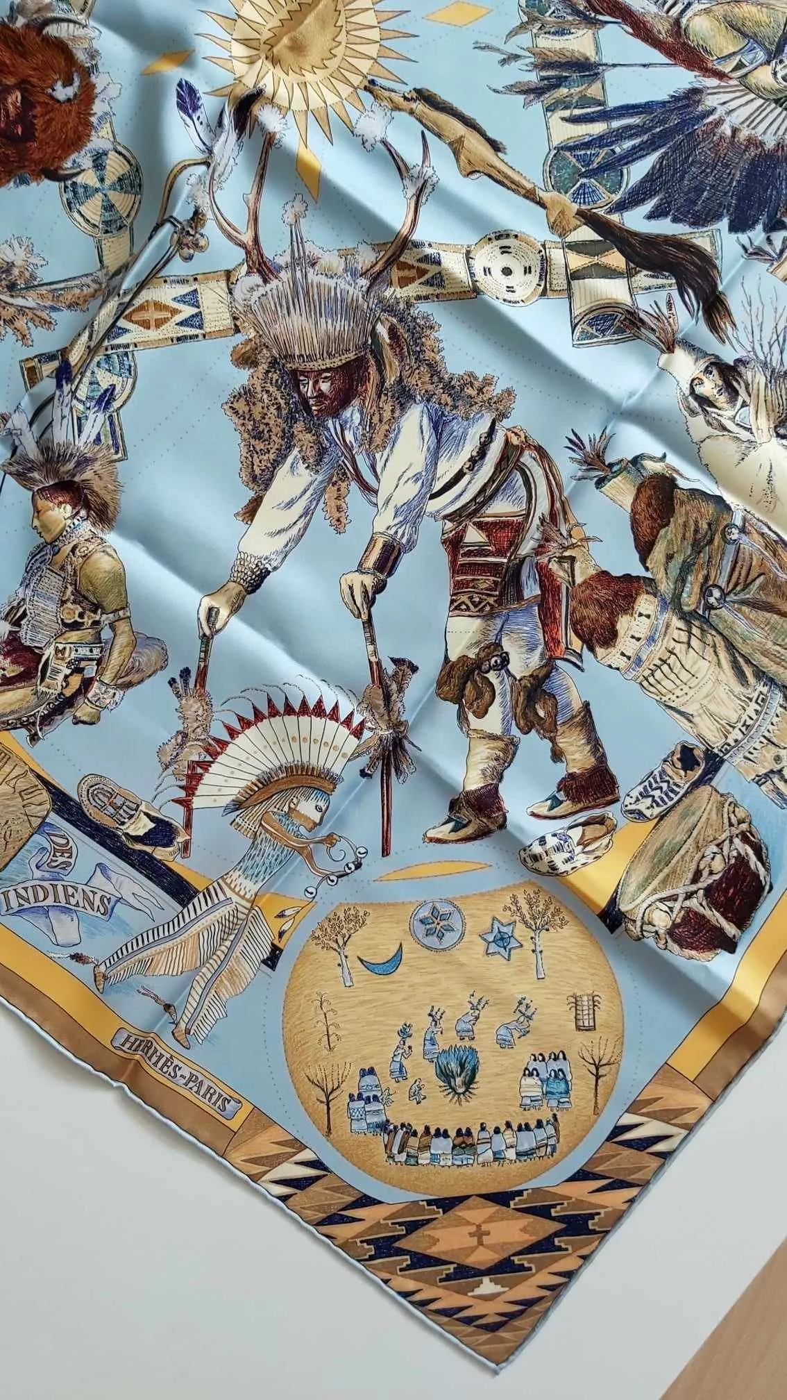 Hermes Scarves Hermes silk scaf "Les Danses des Indiens" Multi