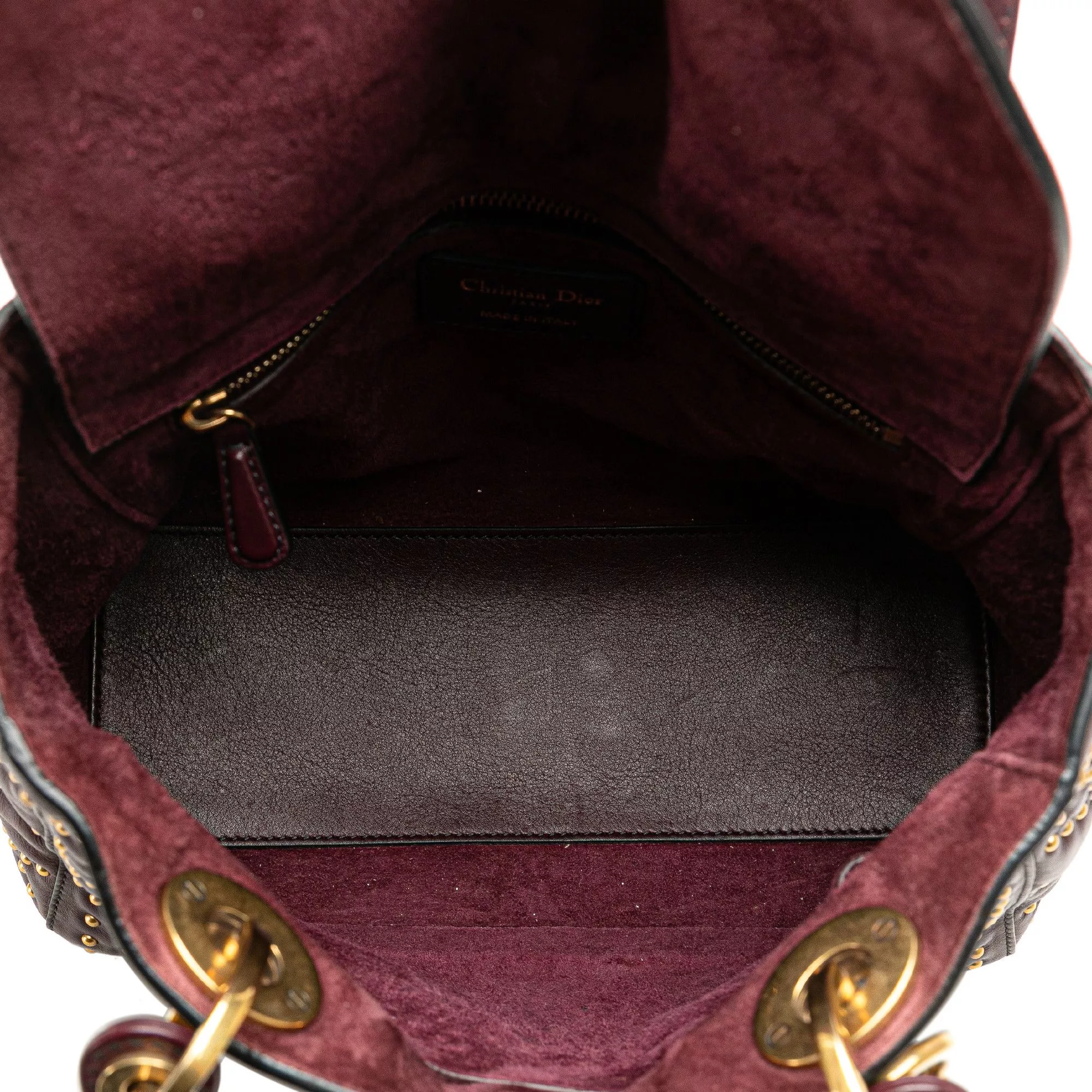 Dior Messengers Satchels Dior Medium Lambskin Cannage Studded Supple Lady Dior Red