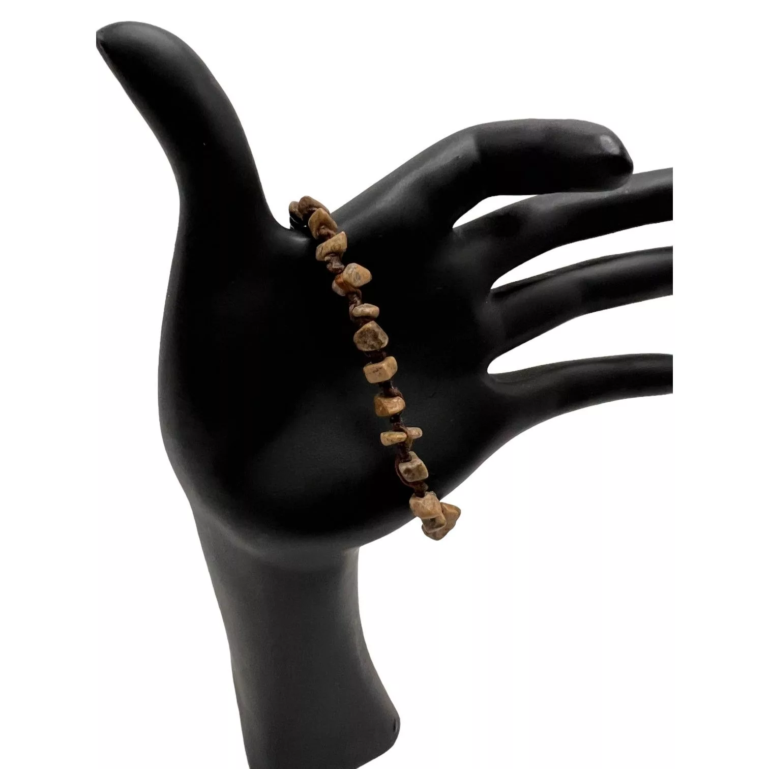 Handmade Bracelets Handmade Unisex Bracelet Natural Fiber and Lightly Polished Stones Brown