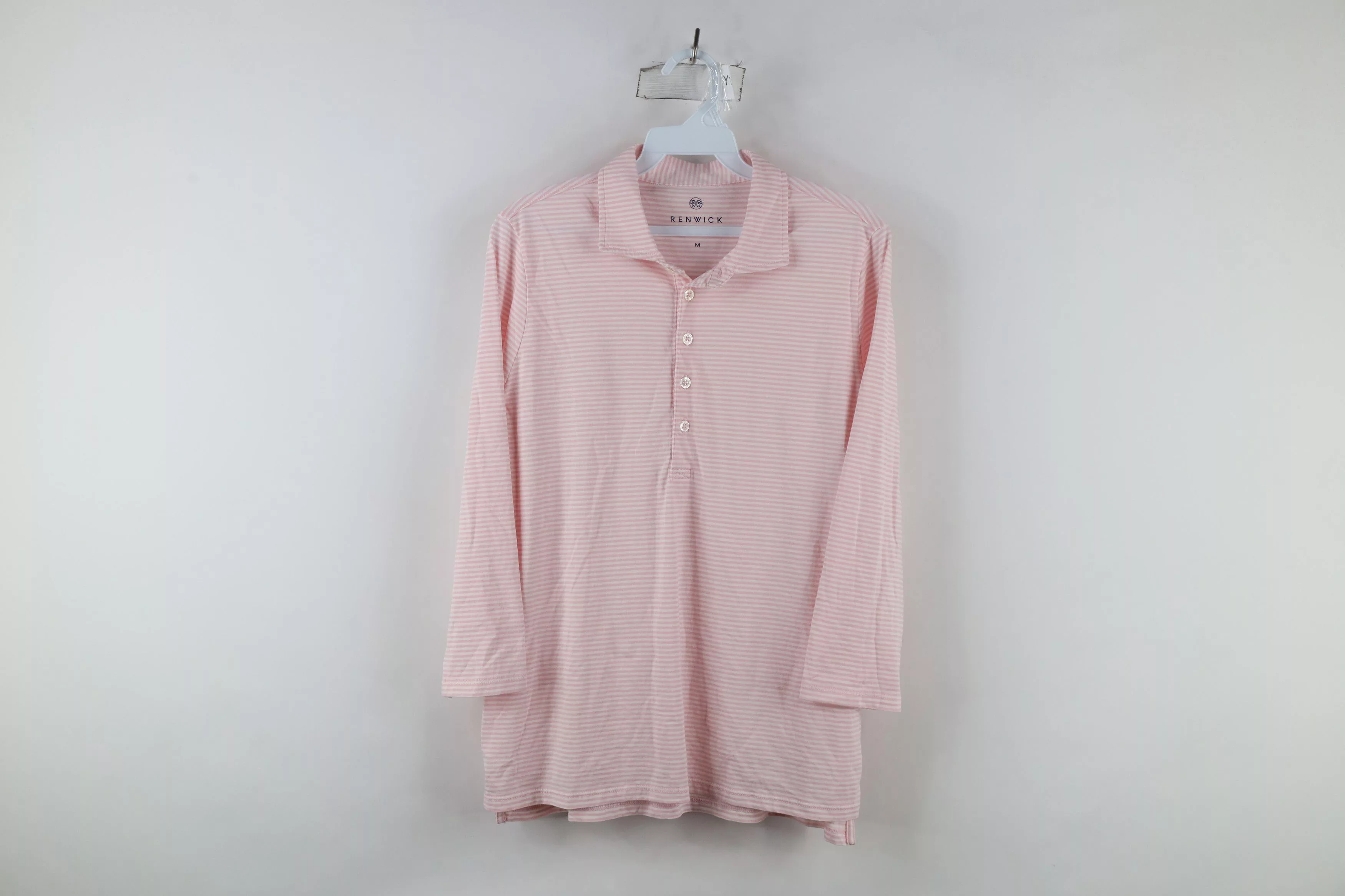 Vintage Polos Vintage Renwick Golf Striped Collared Long Sleeve Polo Shirt Pink