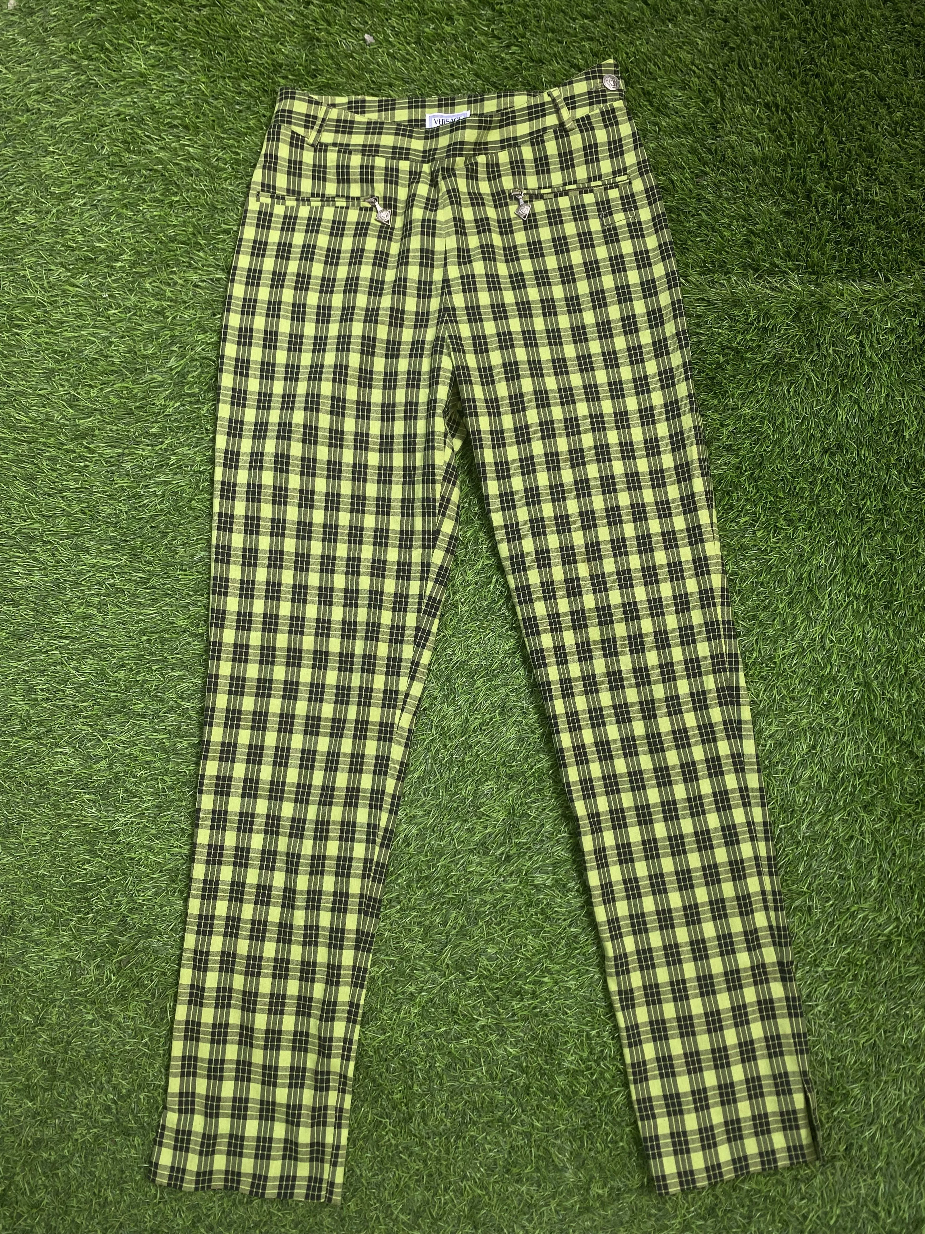 Versace Pants Versace × Vintage Vintage Versace Plaid Tartan Pants Green