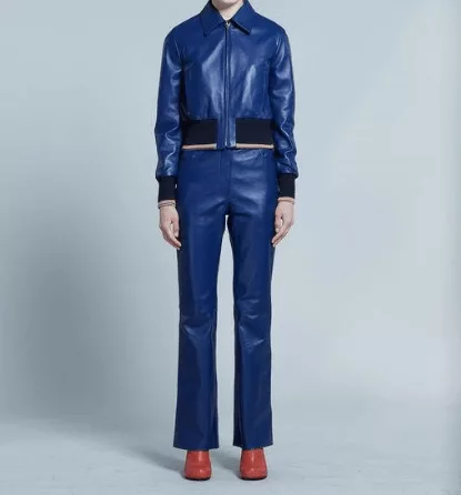 Marni Leather Jackets Marni o1srvl11e0624 Leather Jacket in Blue