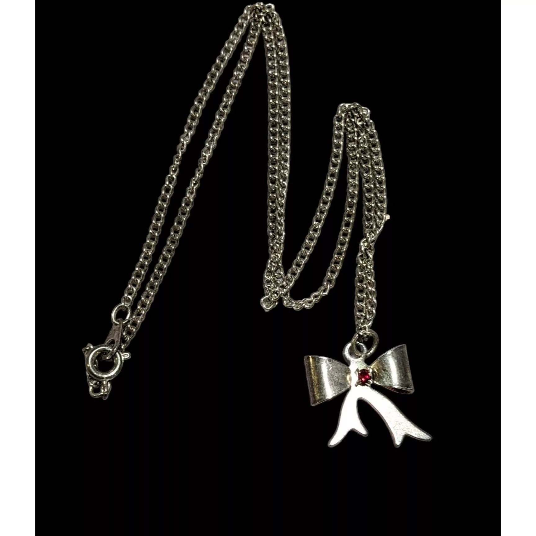 Other Necklaces Other Silver Rhinestone Bow Necklace