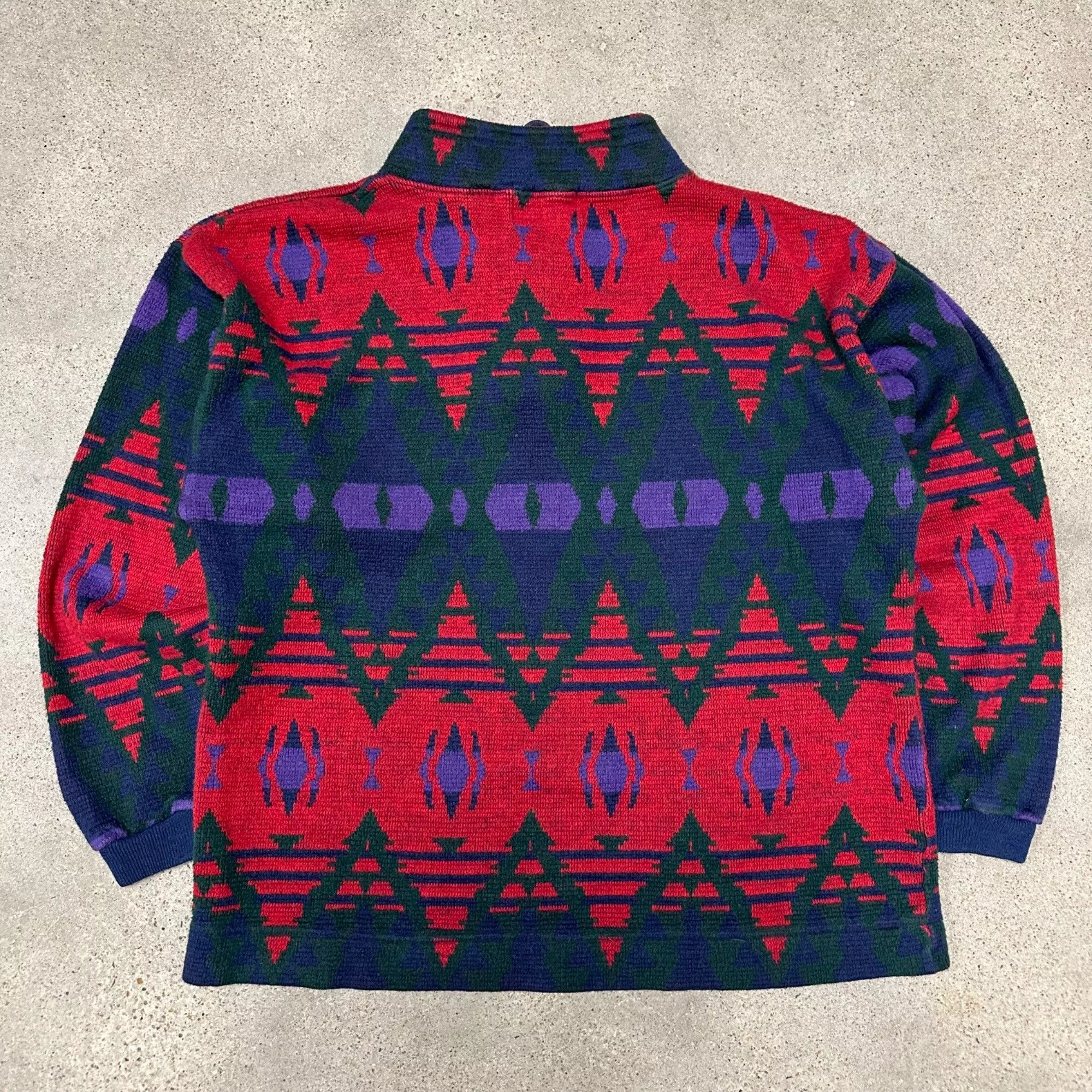 Vintage Sweatshirts Hoodies Vintage Unique Aztec Patterned Fleece Pullover Jacket Multi