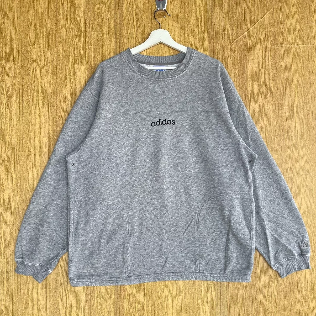 Adidas Sweatshirts Hoodies Adidas × Vintage Vintage Adidas Center Spellout Sweatshirt Gray Streetwear