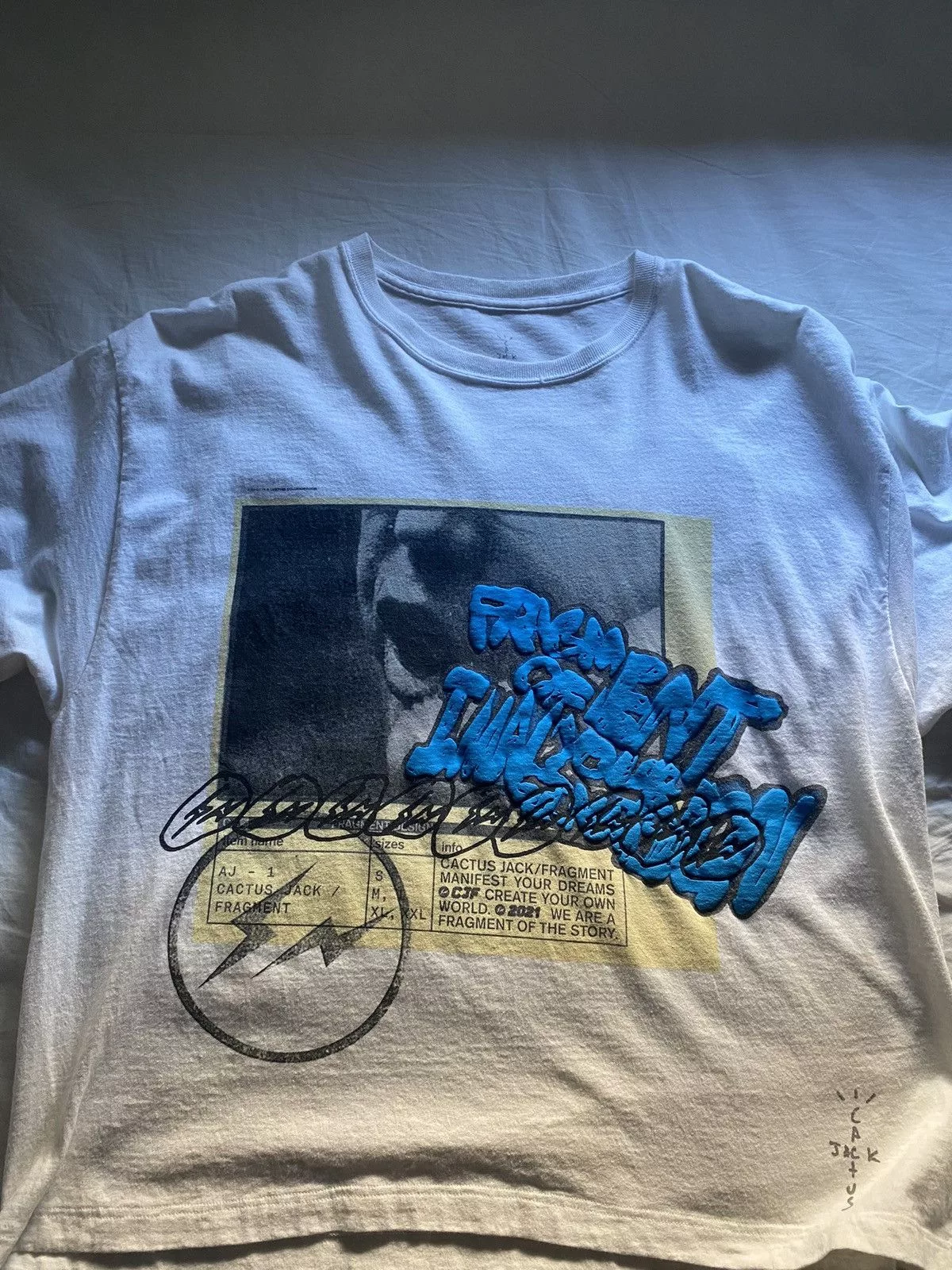 Fragment Design Short Sleeve T Shirts Fragment Design × Jordan Brand × Travis Scott Travis Scott Fragment T-shirt White