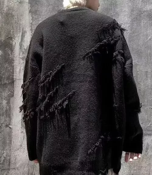 Other Sweaters Knitwear Other Black Distressed Pullover Loose Knit Sweater Streetwear
