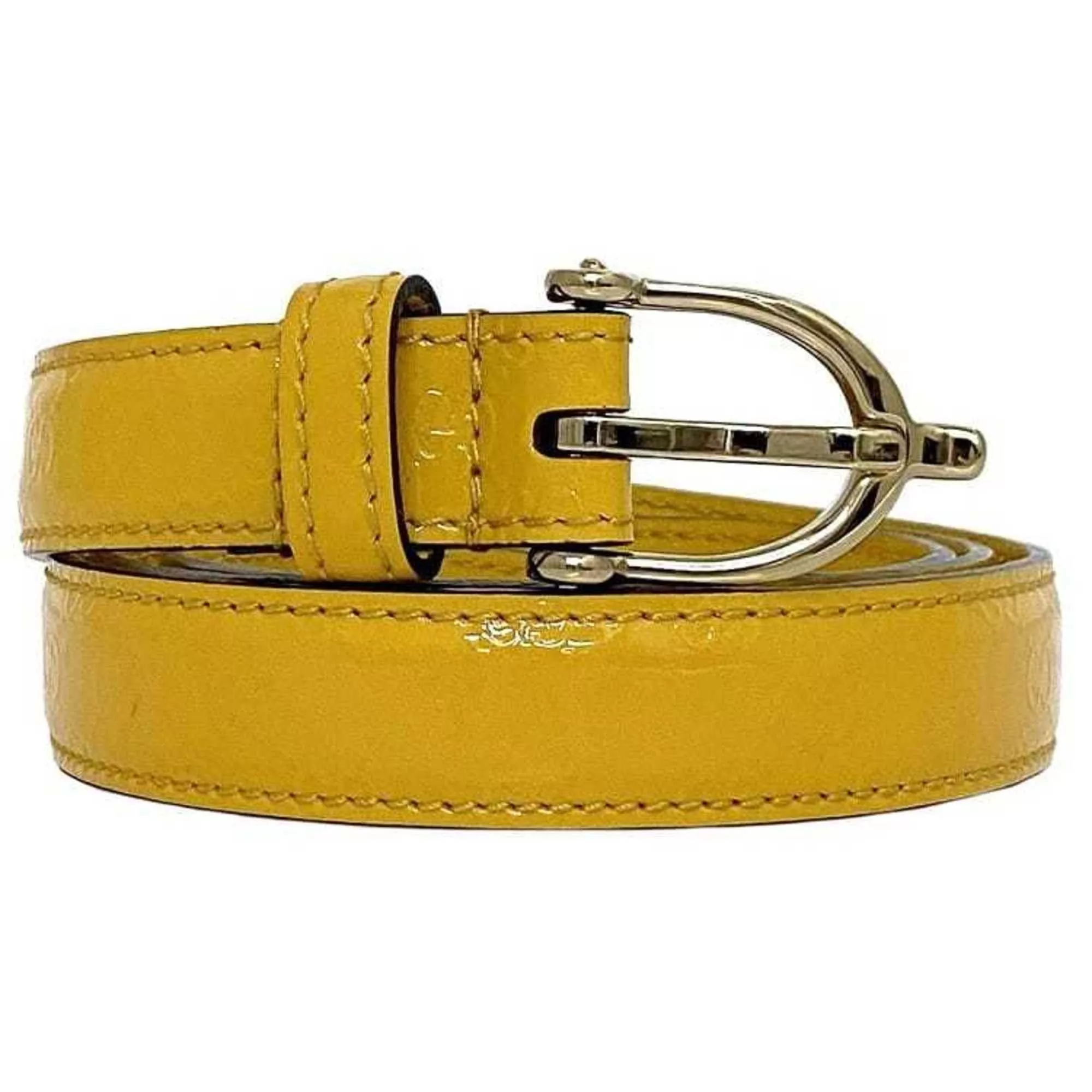 Gucci Belts Gucci Belt Yellow Striped Line 309900 ec-20326 Thin Waist Leather GUCCI 20mm GG Women's