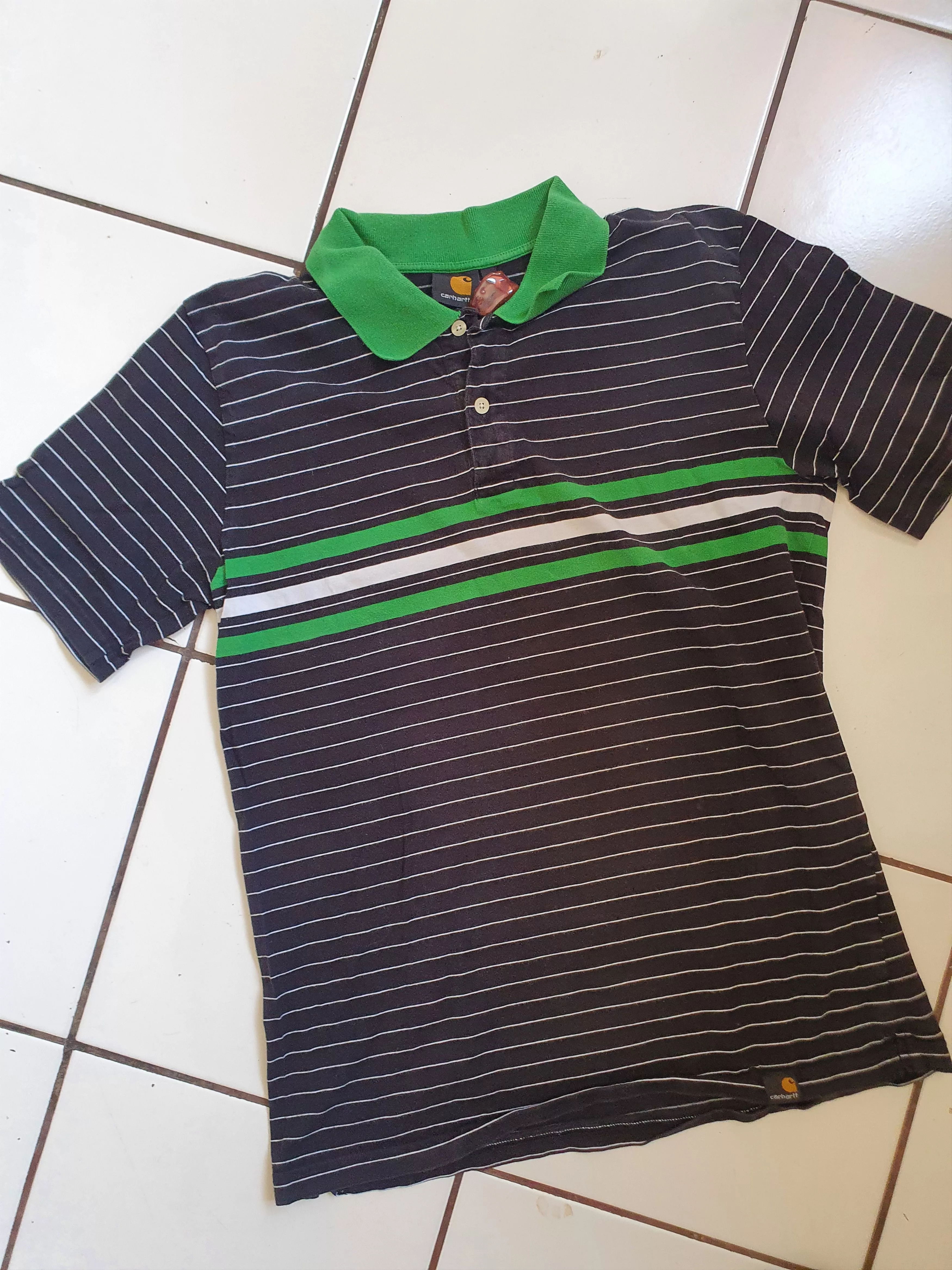 Carhartt Short Sleeve T Shirts Carhartt Polo Striped SWAG t-shirt,sz M Green Streetwear