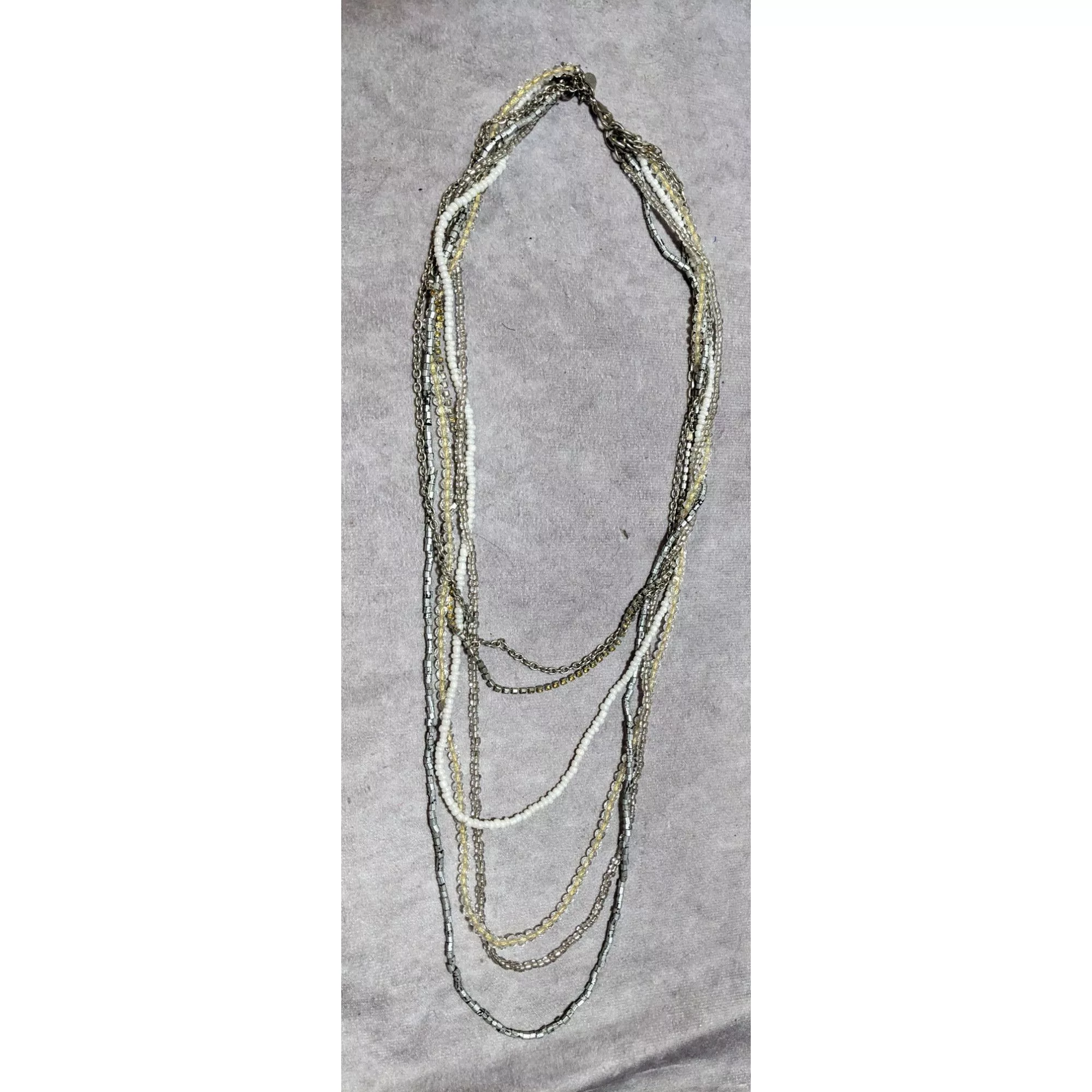 American Eagle Outfitters Necklaces American Eagle Outfitters AEO Multilayer Bohemian Glass Beaded Necklace White