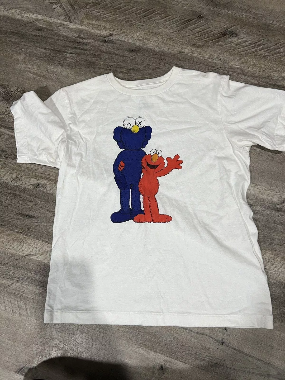 Kaws Short Sleeve T Shirts Kaws Elmo companion White