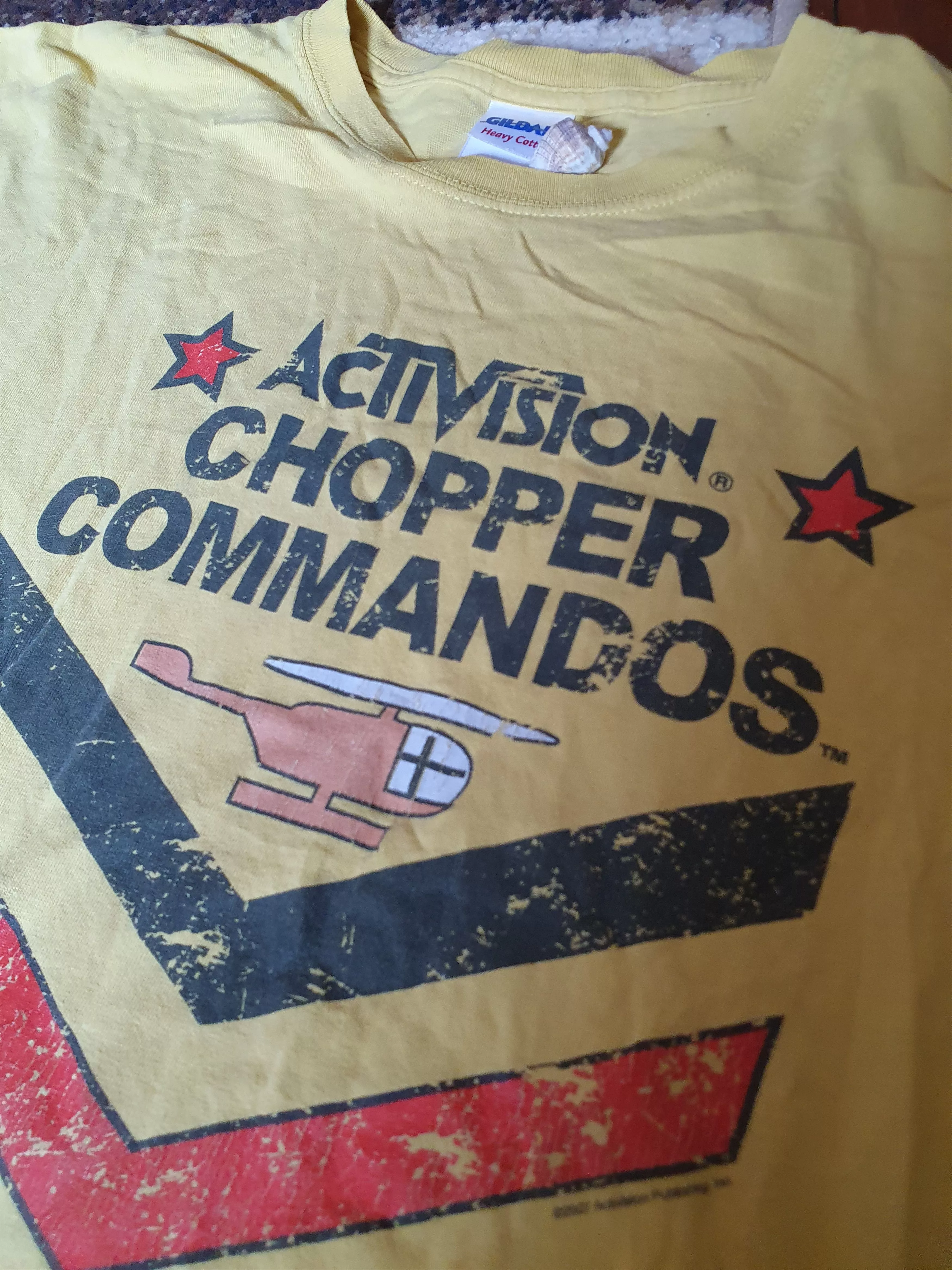 Gildan Short Sleeve T Shirts Gildan Activision Chopper Commandos 2007 Atari Video Game tee,sz L Yellow Streetwear