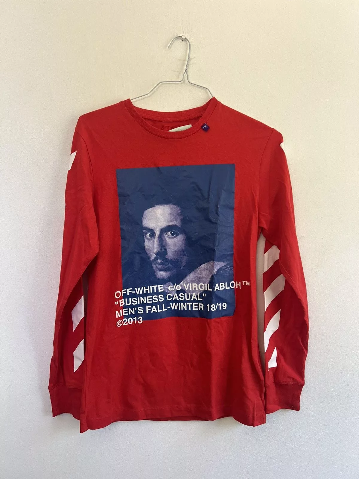 Off-White Long Sleeve T Shirts Off-White × Virgil Abloh Off white Bernini Long sleeve TEE Red