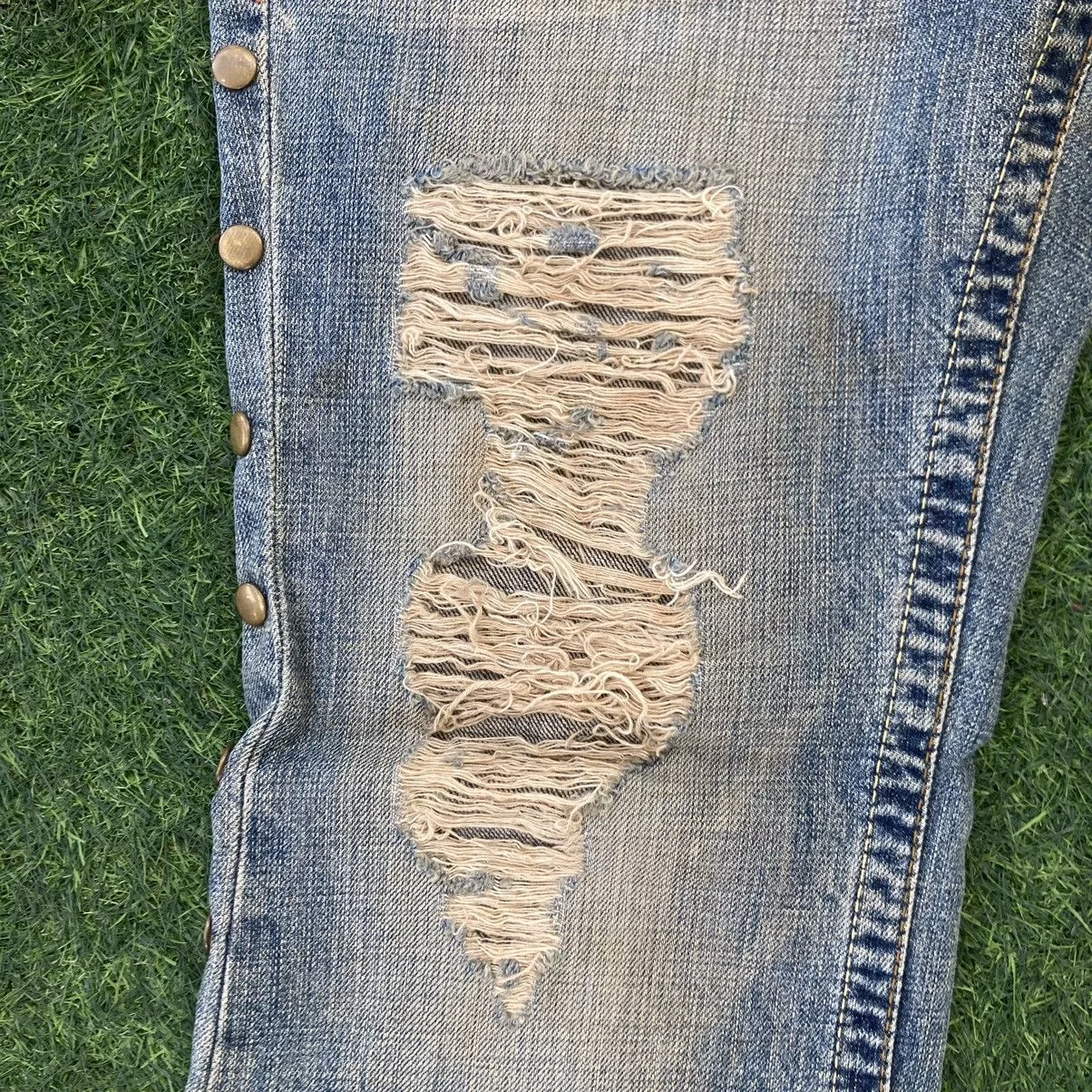 Vanquish Denim VANQUISH BOOTCUT RIPED STYLE JEANS Blue