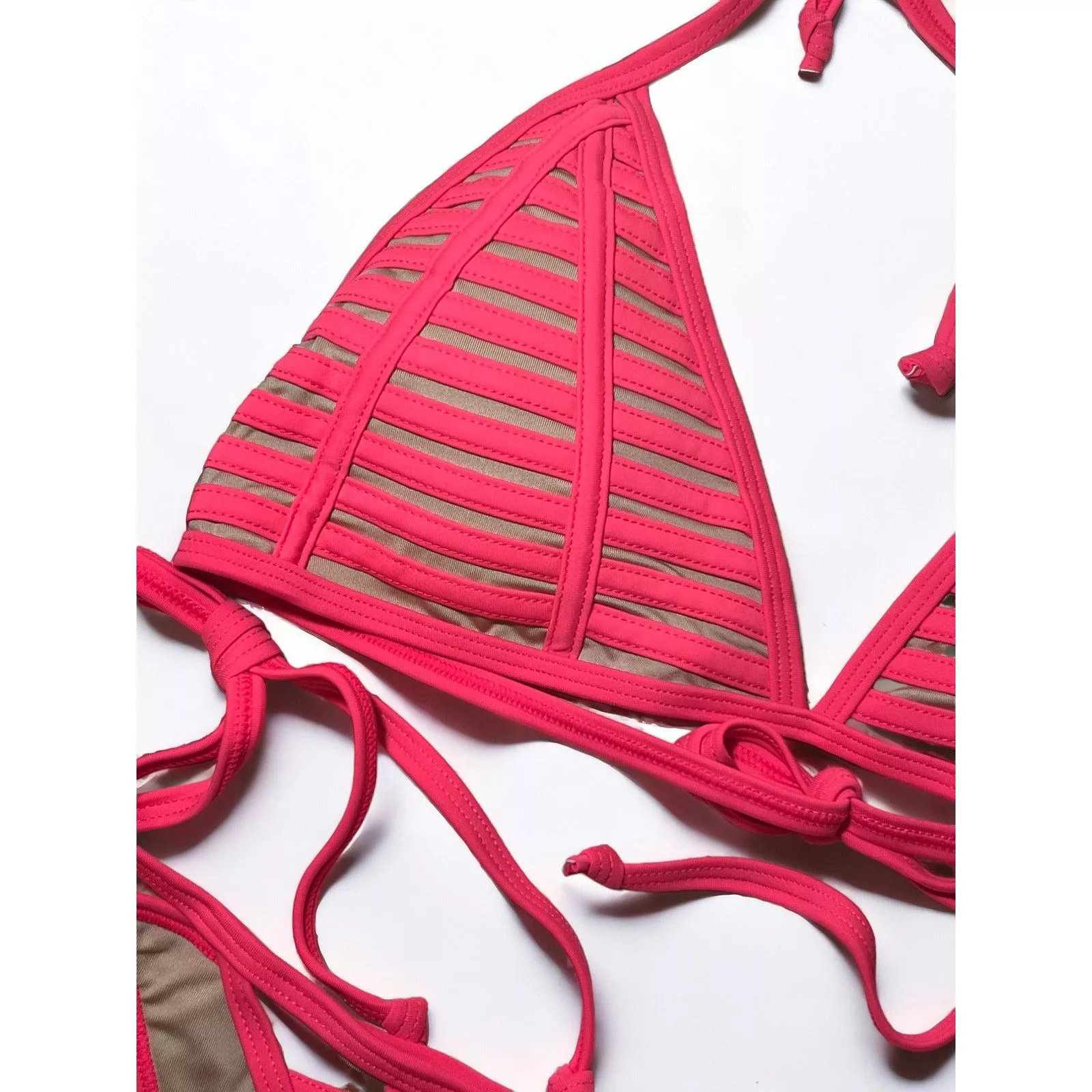 Other Miscellaneous Other Watermelon Red Nude Triangle Halter Bikini Top SMALL