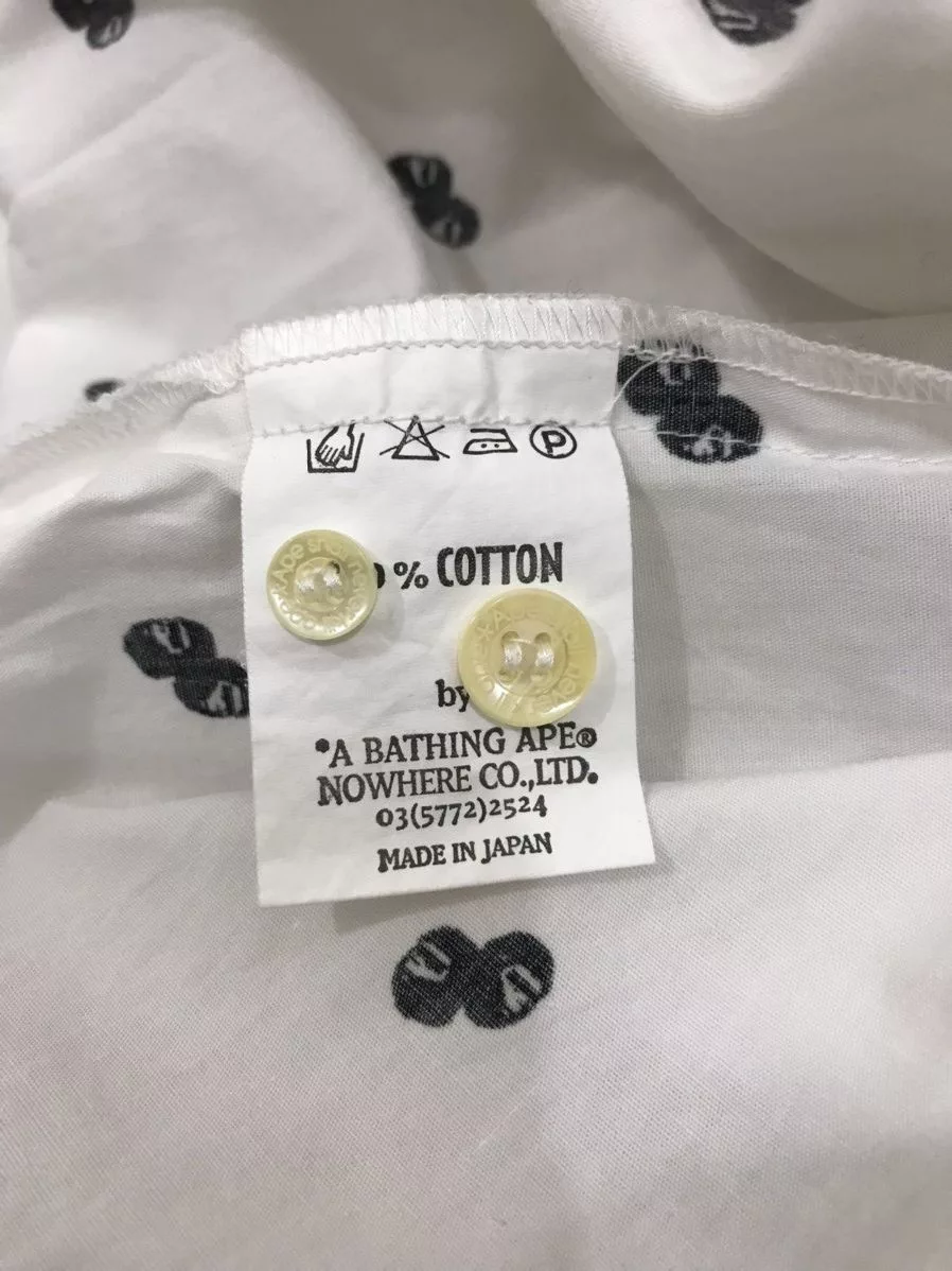 Bape Shirts Button Ups Bape Bathing Ape Flag Tag Shirt White