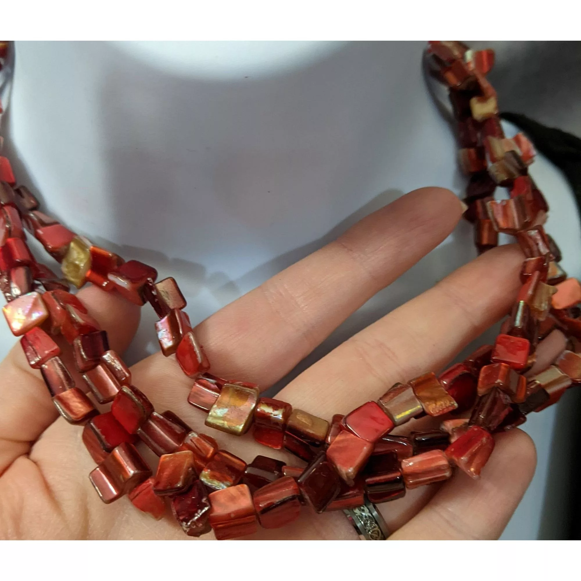 Other Necklaces Other Red Dyed/Painted Multilayer Shell Necklace