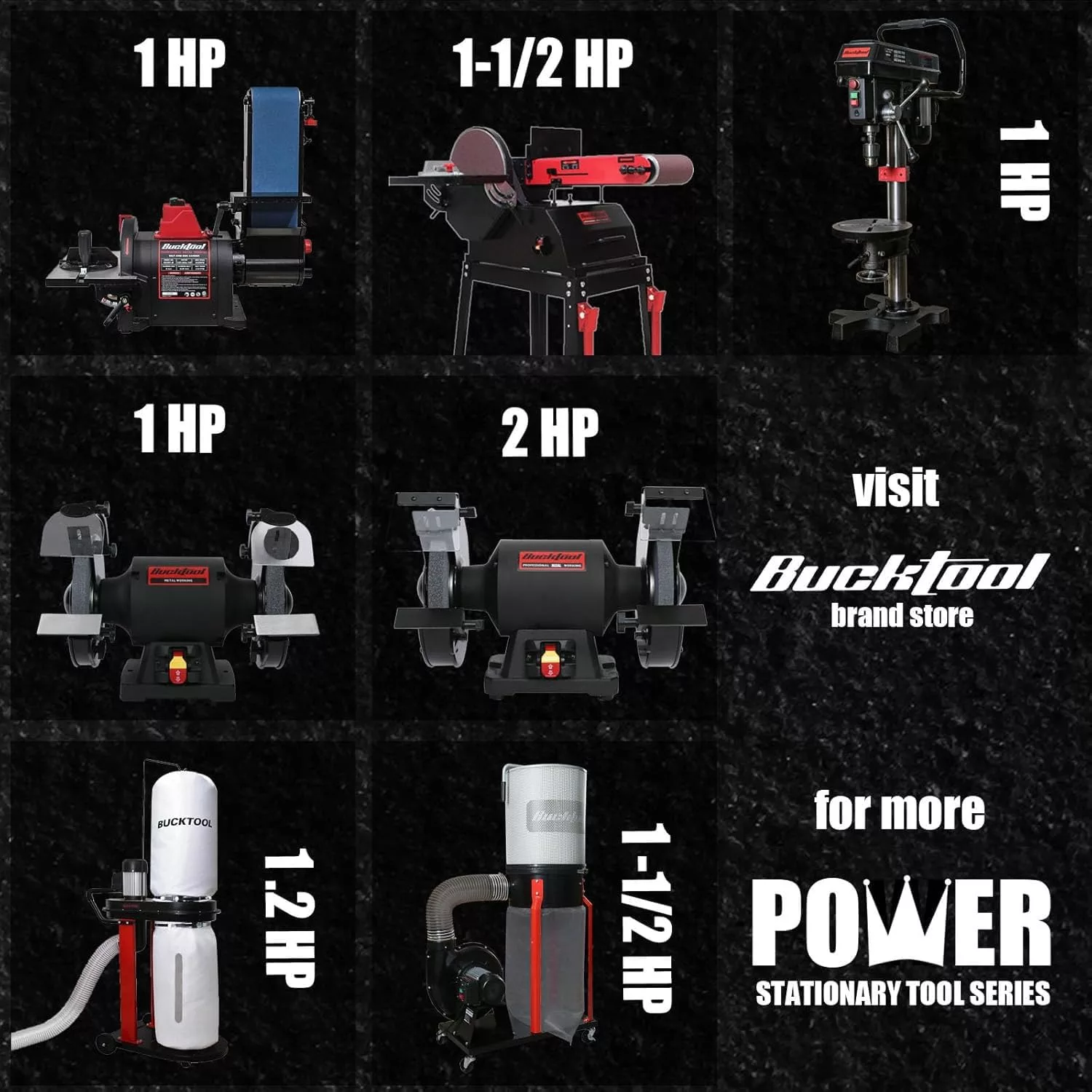 Bucktool Combo 2 x 42" Belt Sander 6" Bench Grinder