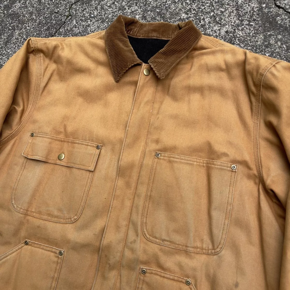Carhartt Heavy Coats Carhartt × Dickies × Vintage Vintage Thrashed 90’s BIG SMITH Insulated Detroit Jacket Beige