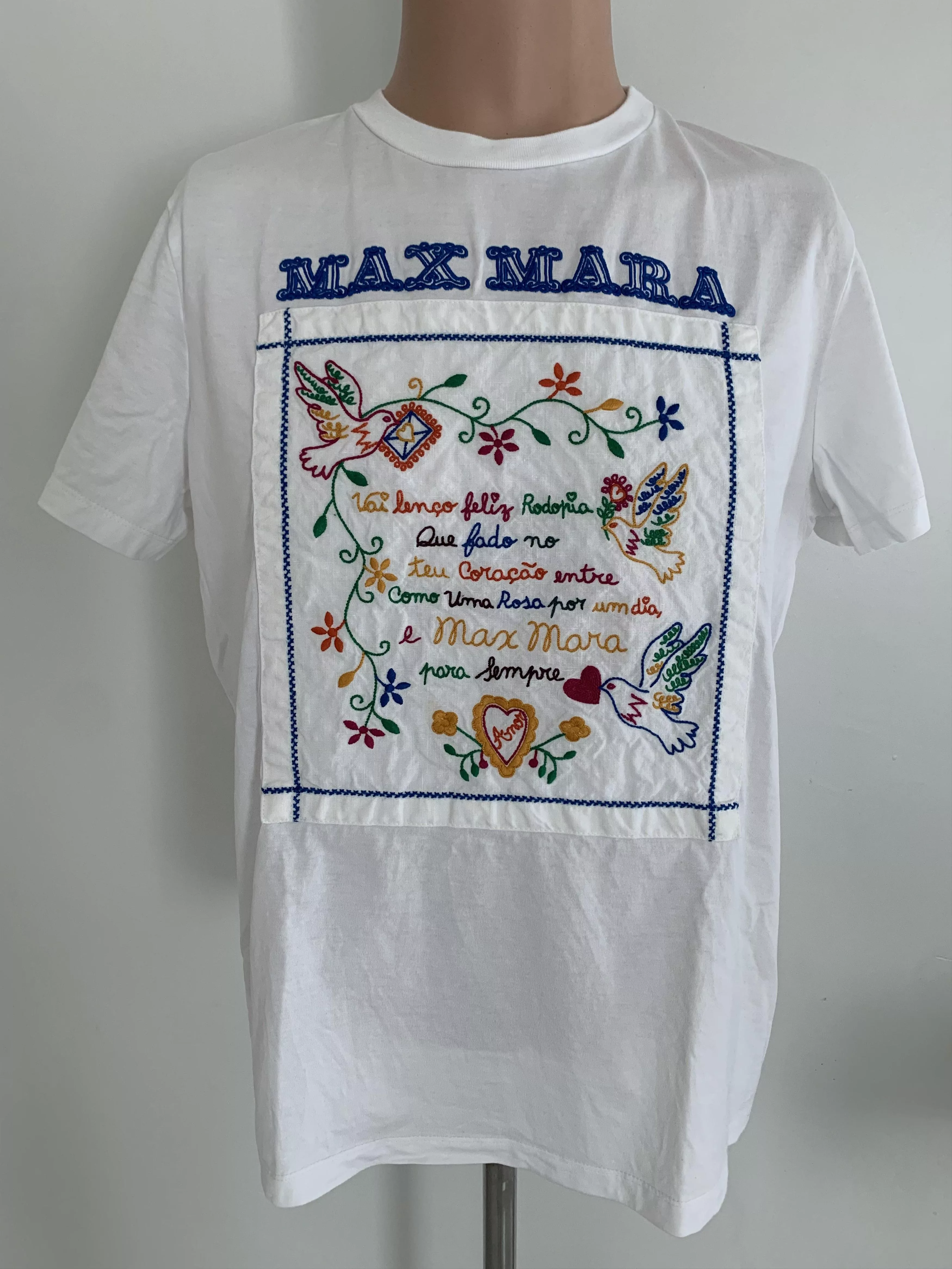 Designer Short Sleeve T Shirts Designer × Max Mara Max Mara Embroidery Graphic Patterned t-shirt White