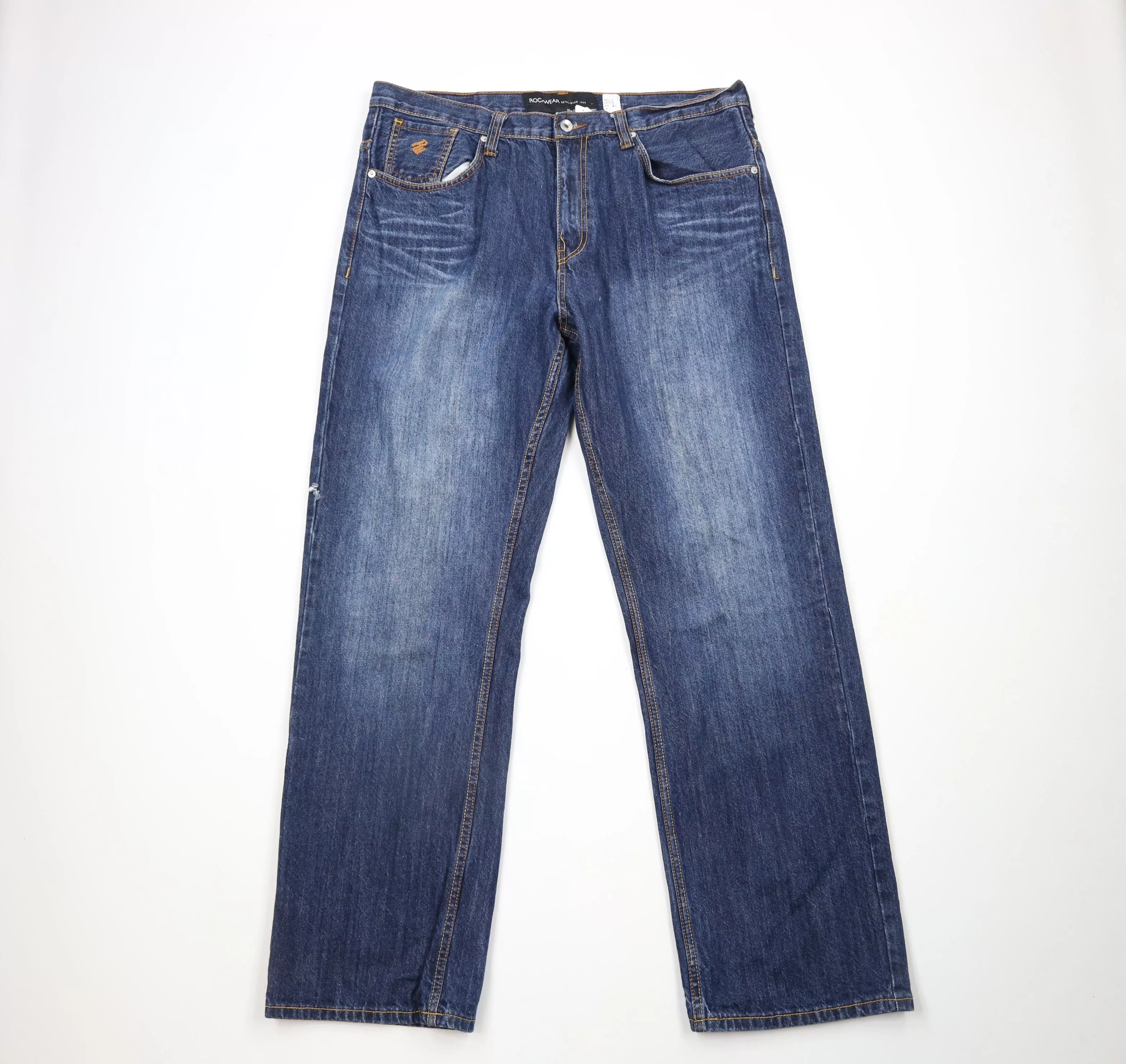 Rocawear Denim Rocawear × Vintage Vintage Rocawear Loose Fit Wide Leg Denim Jeans Blue Cotton